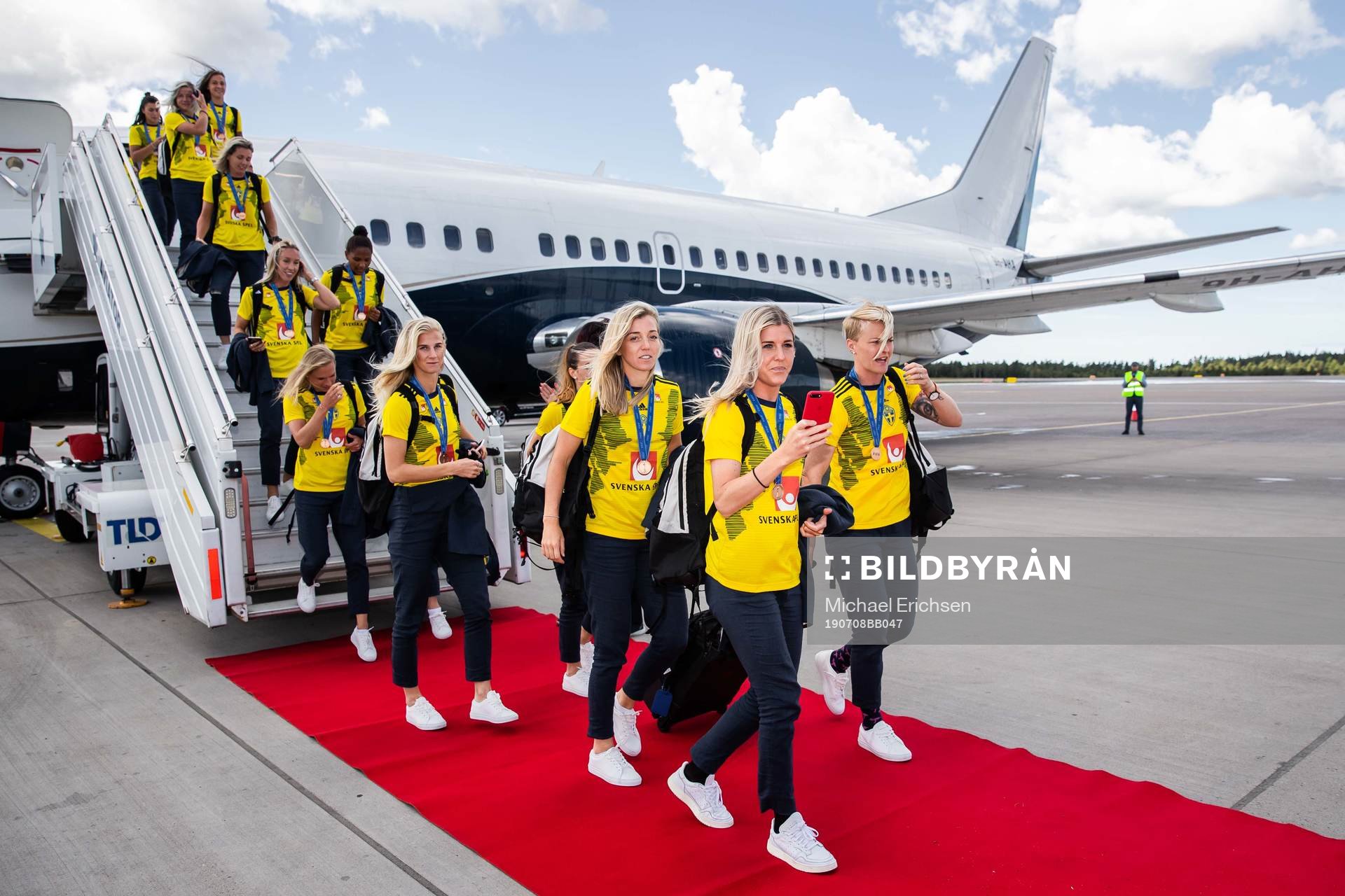 Olivia Schough, Linda Sembrant and Nilla Fischer arrive at