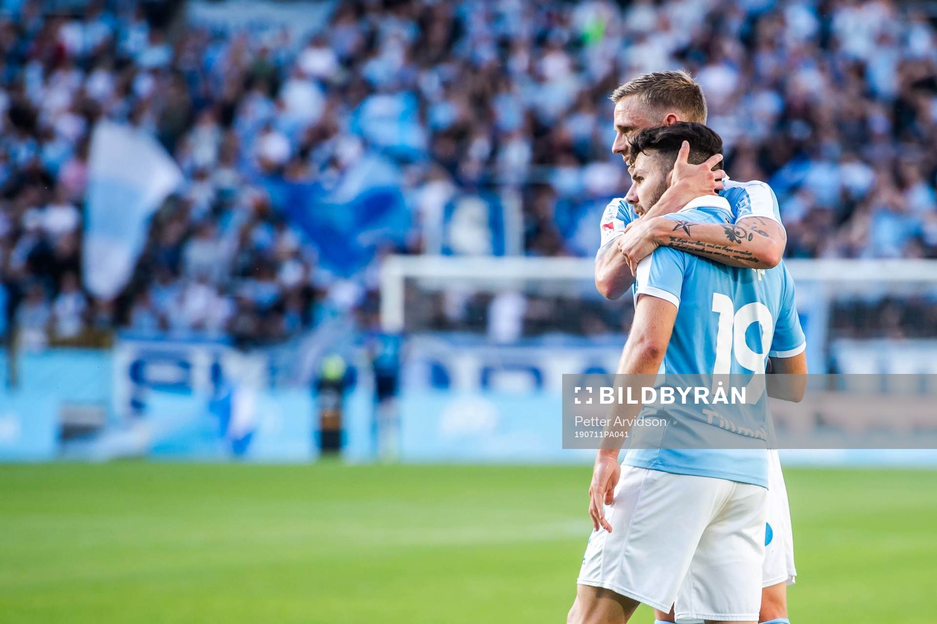 Erdal Rakip and Sören Rieks of Malmö FF celebrate