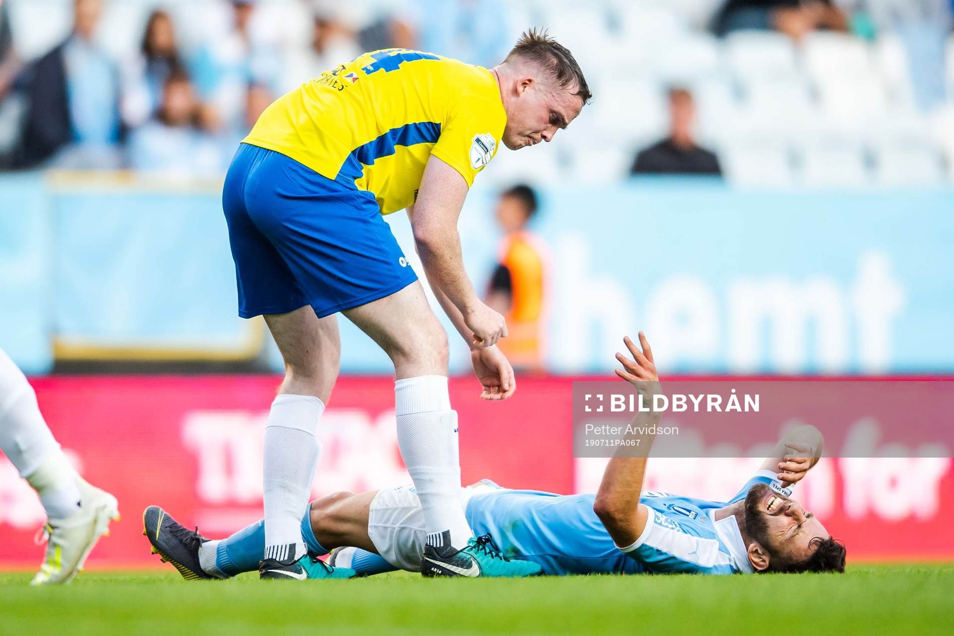 Andrew Burns of Ballymena United checks in