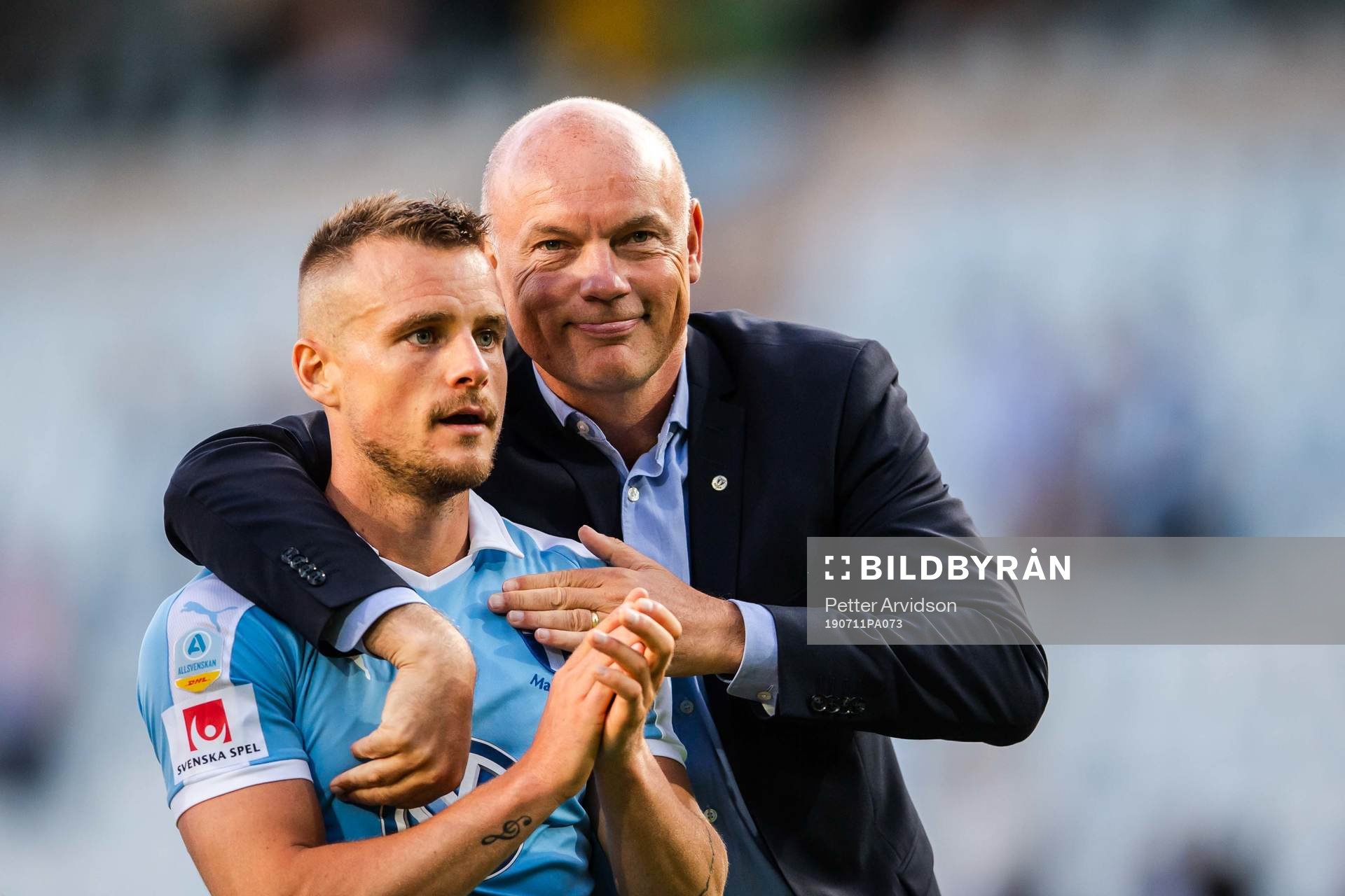Eric Larsson and Uwe Rösler, head coach of Malmö FF