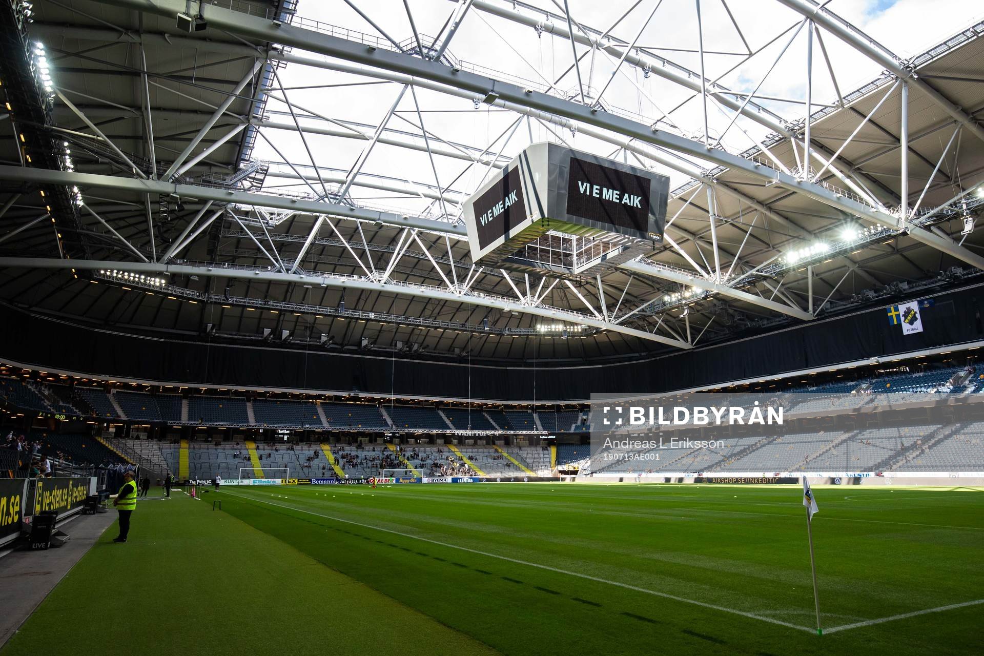 En generell vy av Friends Arena inför  fotbollsmatchen i Allsvenskan mellan AIK och Elfsborg den 13 juli 2019 i Stockholm. 