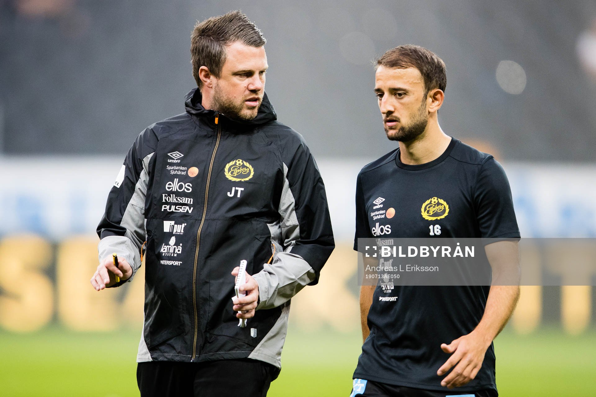 Elfsborgs manager Jimmy Thelin och Robert Gojani innan
