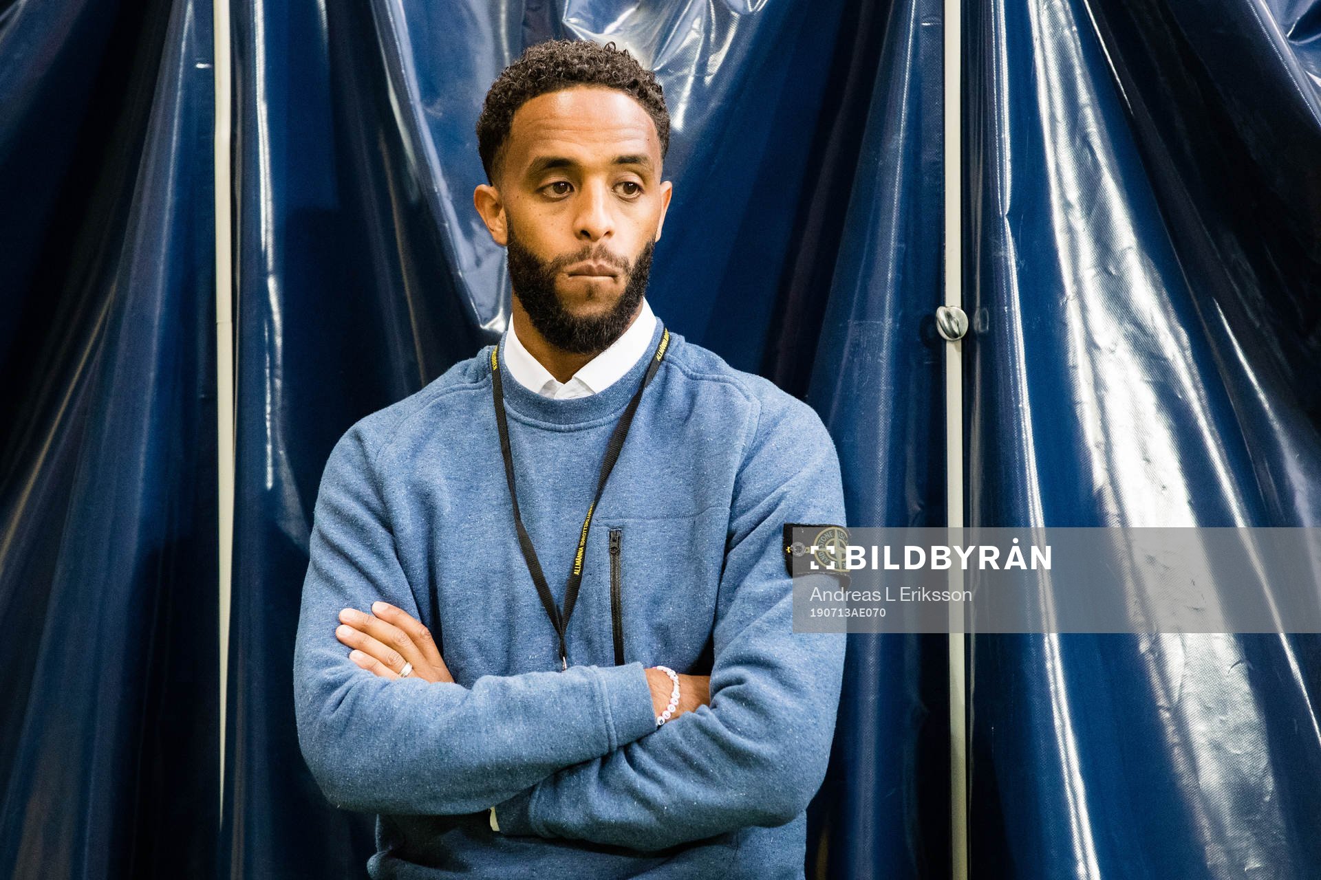 s spelare Yussuf Saleh innan fotbollsmatchen i Allsvenskan
