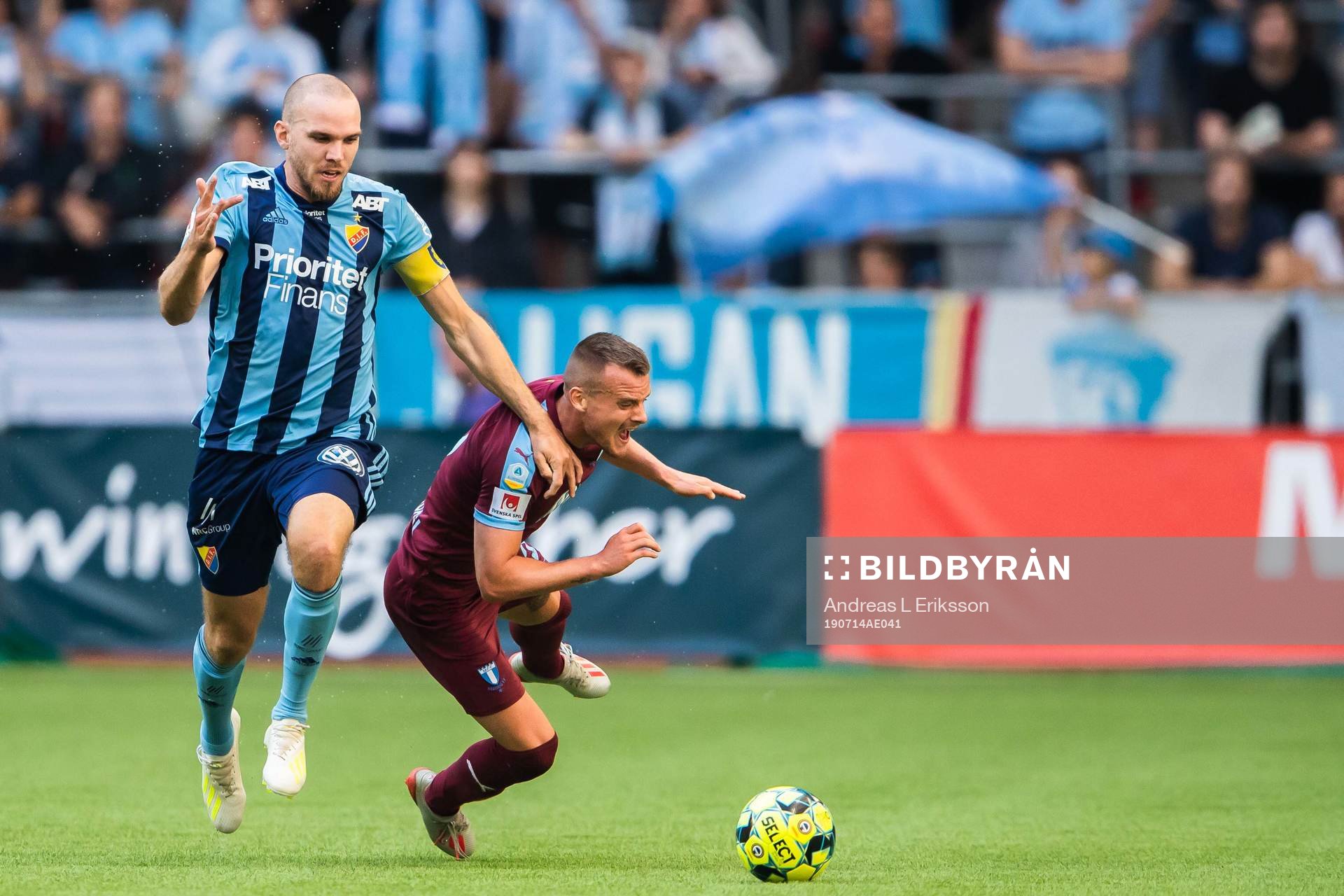 Djurgårdens Marcus Danielson och Malmö FFs Eric Larsson