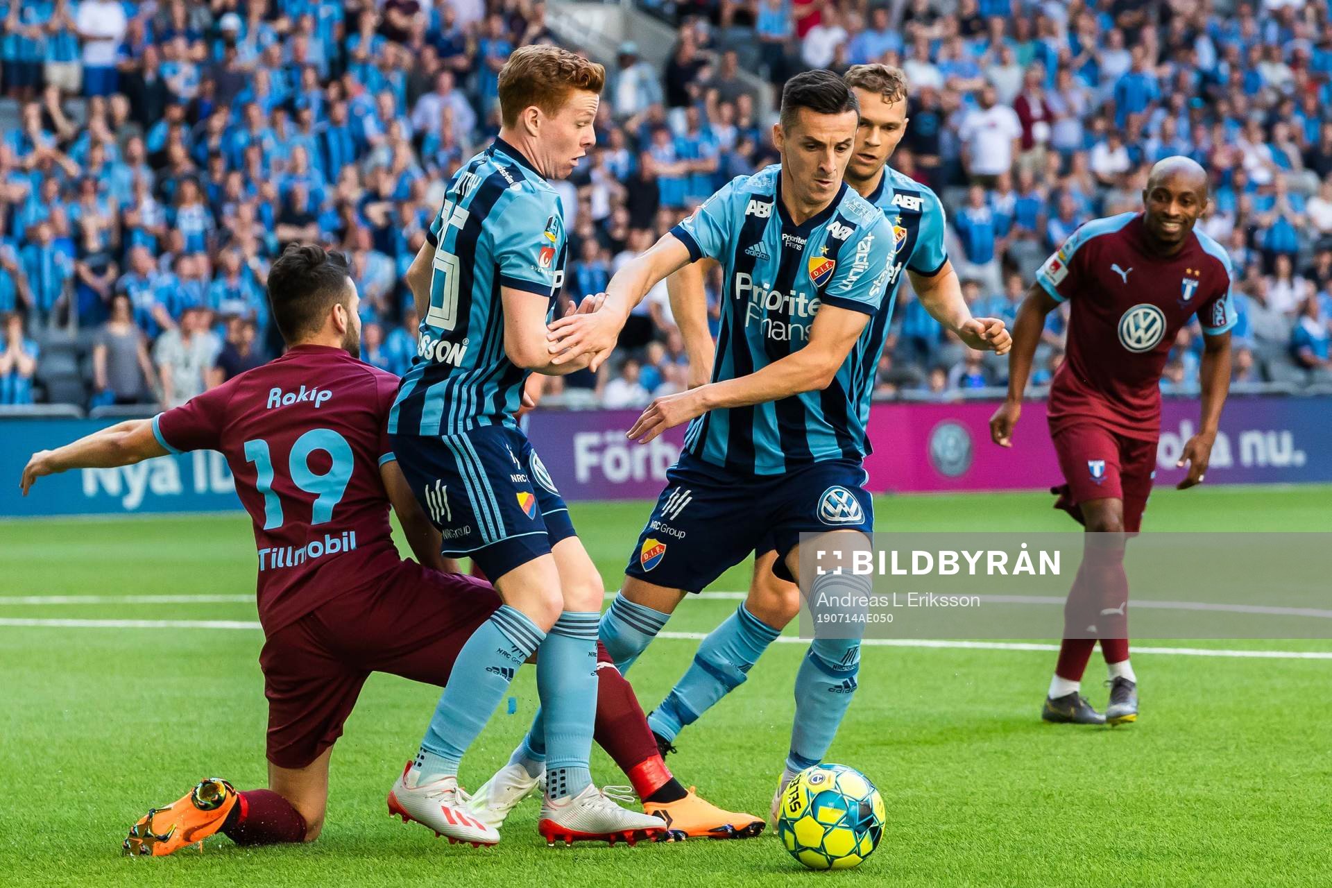 Djurgårdens Aslak Witry och Haris Radetinac mot Malmö FFs