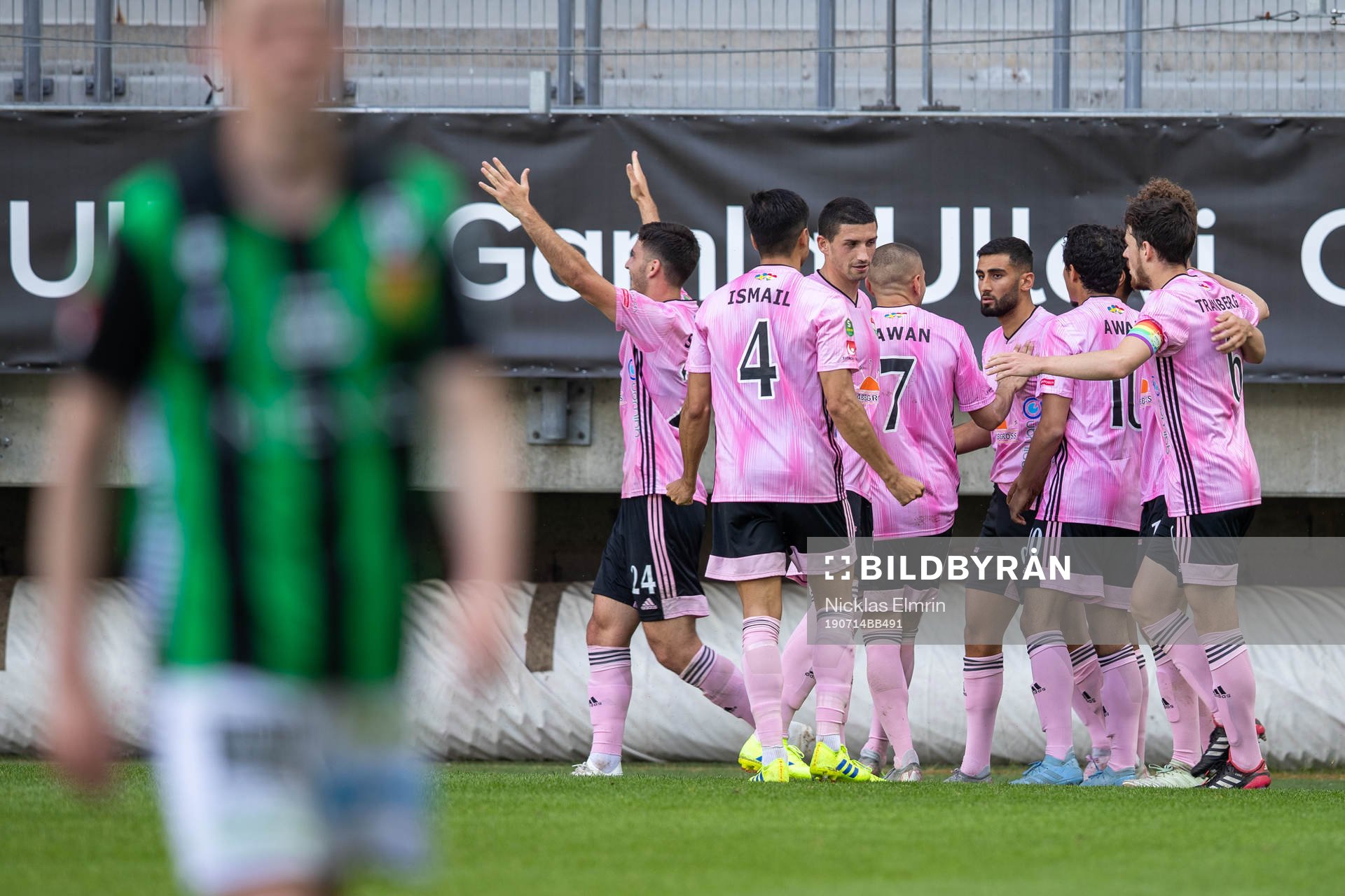  Dalkurds jublar efter 4-1 under fotbollsmatchen i Superettan mellan GAIS och Dalkurd den 14 juli 2019 i Göteborg.