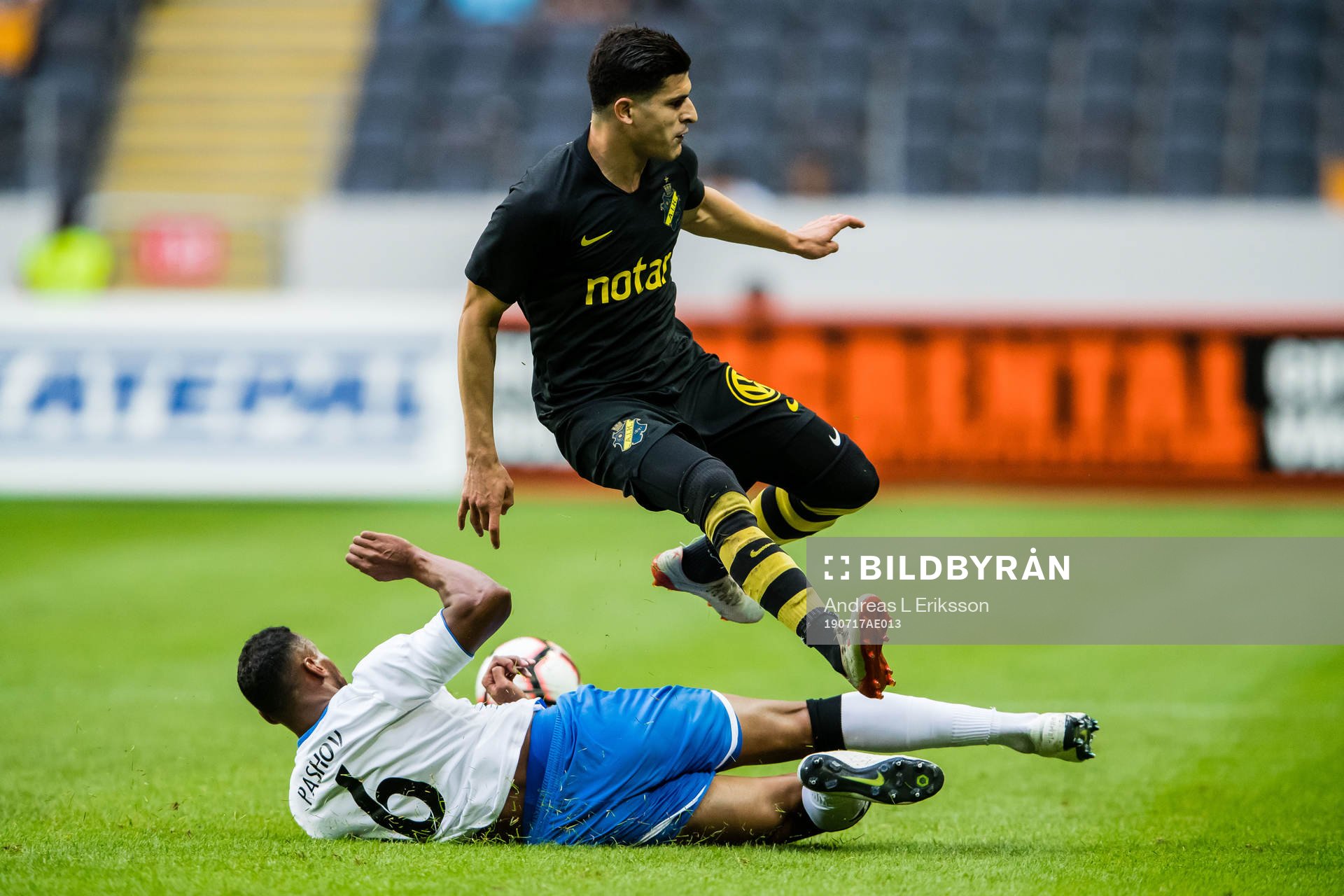 Georgi Pashov of AIK and Tarik Elyounoussi of AIK