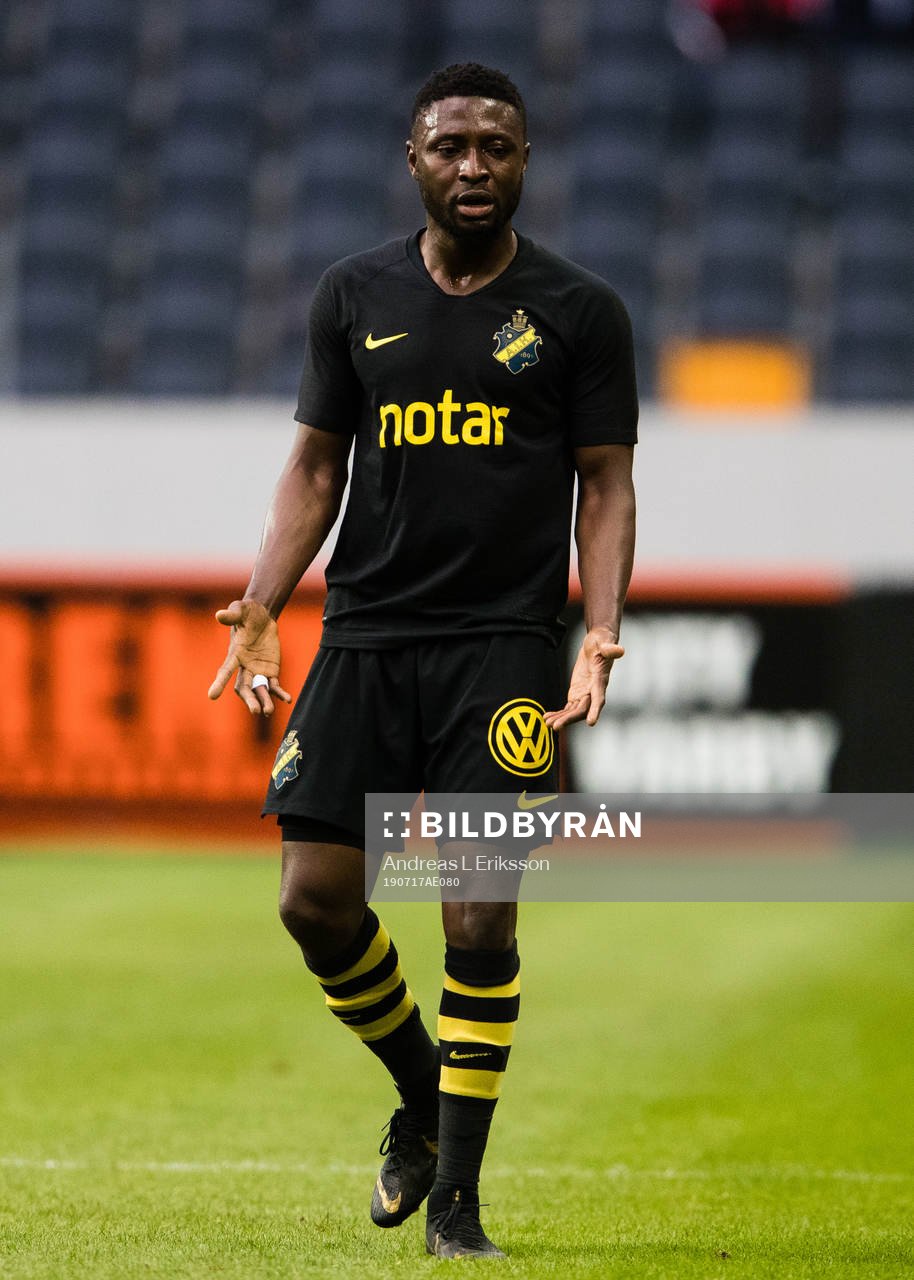 Chinedu Obasi of AIK looks dejected