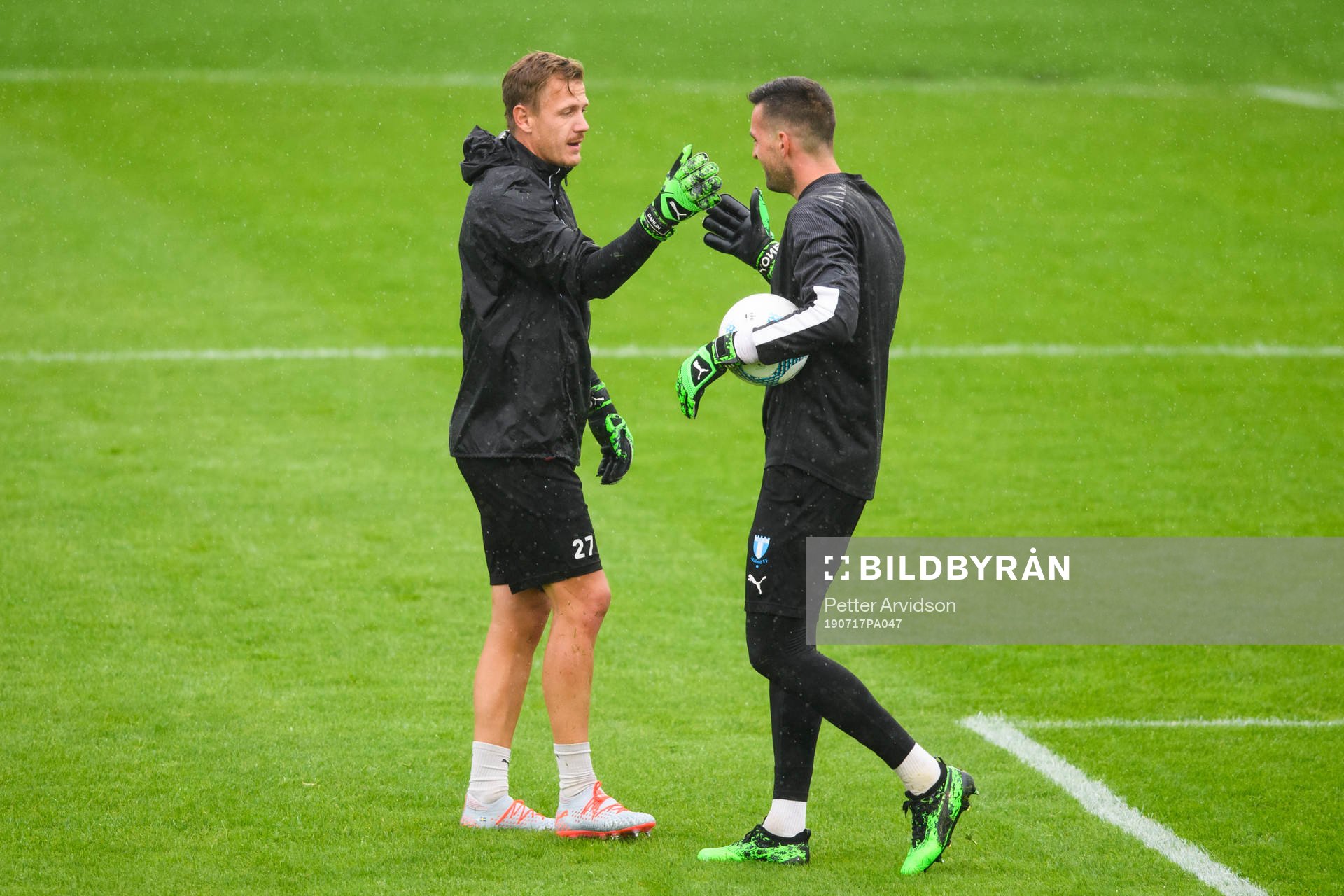 Goalkeeper Johan Dahlin and goalkeeper Dusan Melicharek of