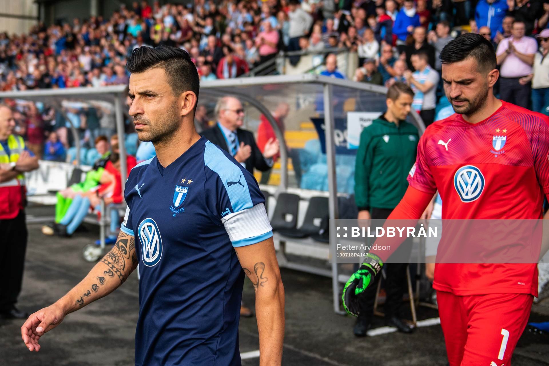 Behrang Safari and goalkeeper Dusan Melicharek of Malmö FF