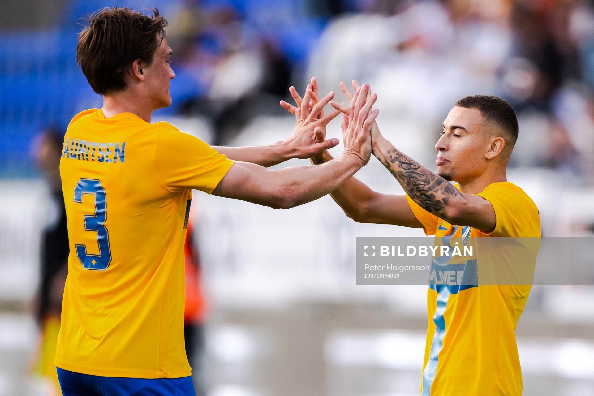 Rasmus Lauritsen and Jordan Larsson of IFK Norrköping