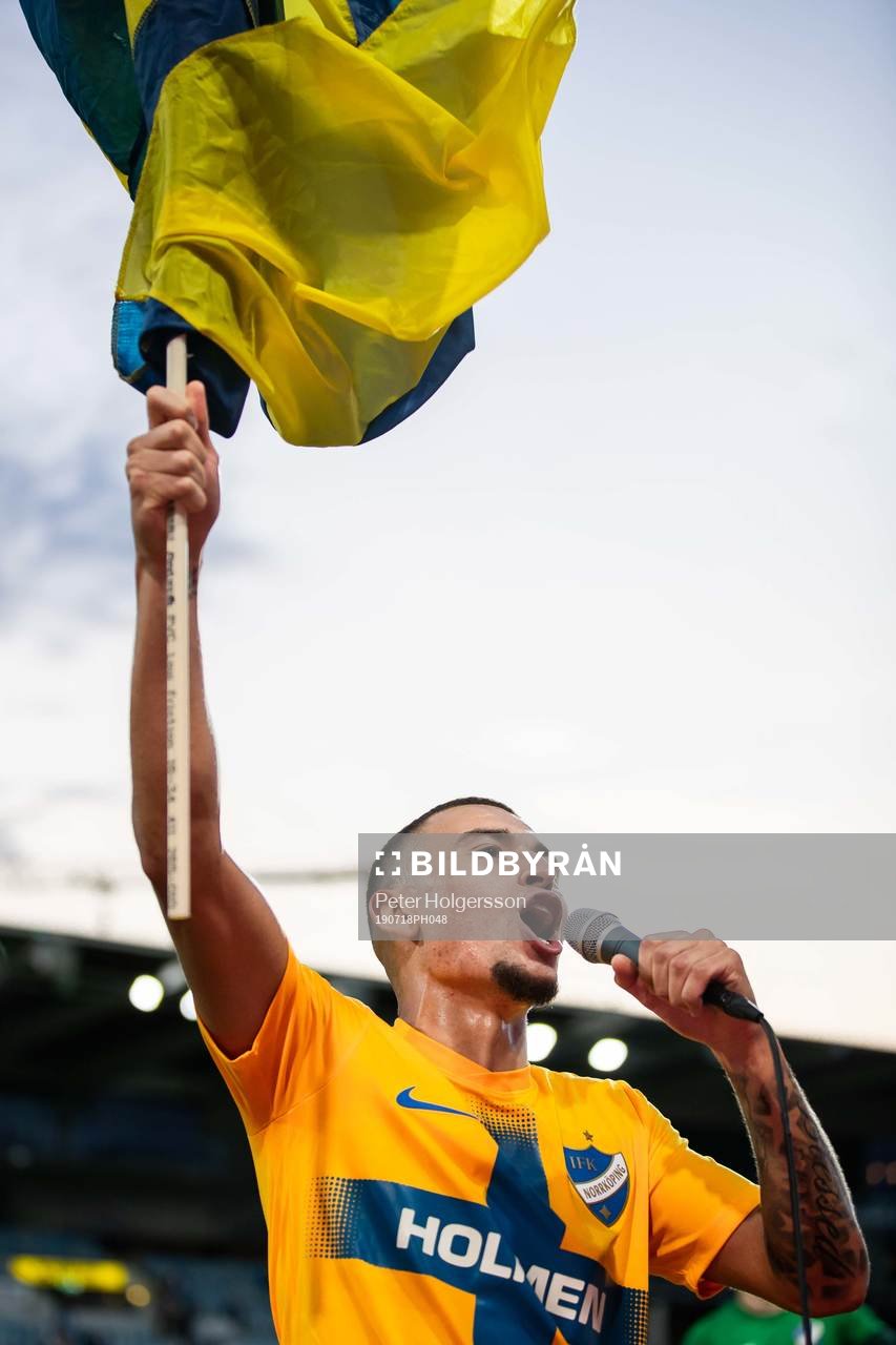 Jordan Larsson of IFK Norrköping celebrates