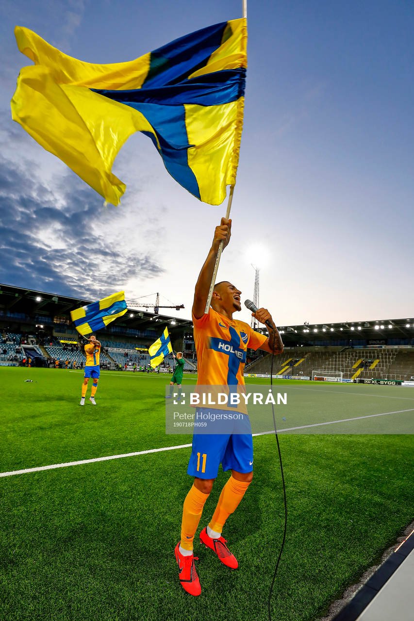 Jordan Larsson of IFK Norrköping celebrates
