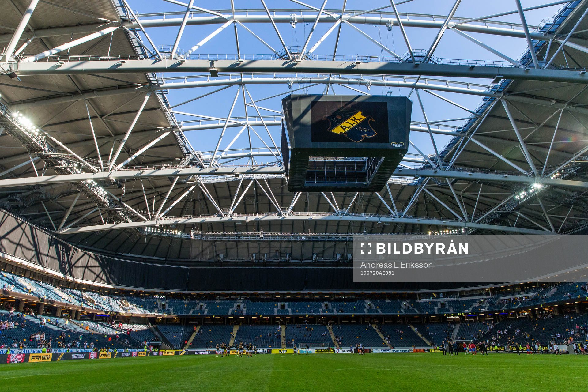 Generell vy av Friends Arena efter fotbollsmatchen i Allsvenskan mellan AIK och Helsingborg den 20 juli 2019 i Stockholm. 