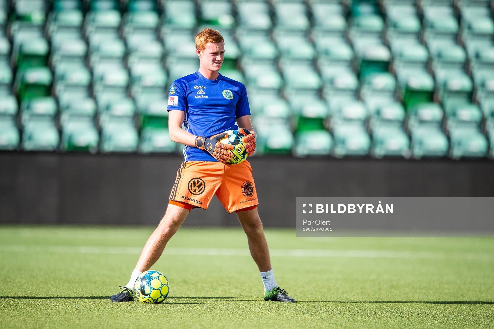 Sundsvalls målvakt Filip Widén inför fotbollsmatchen i allsvenskan mellan GIF Sundsvall och Häcken den 20 juli 2019 i Sundsvall. 
