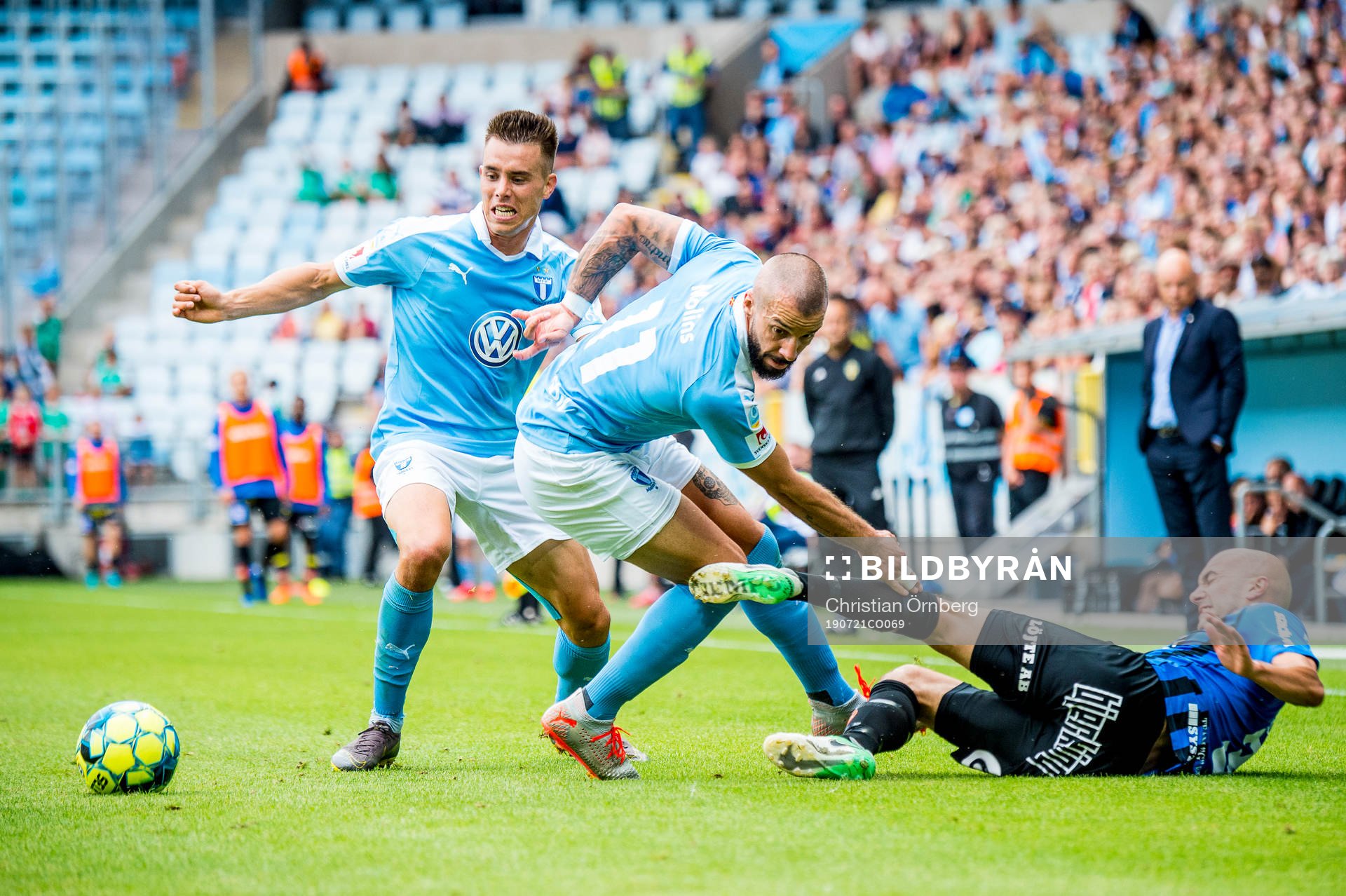 Malmö FFs Jonas Knudsen och Guillermo Molins mot Sirius