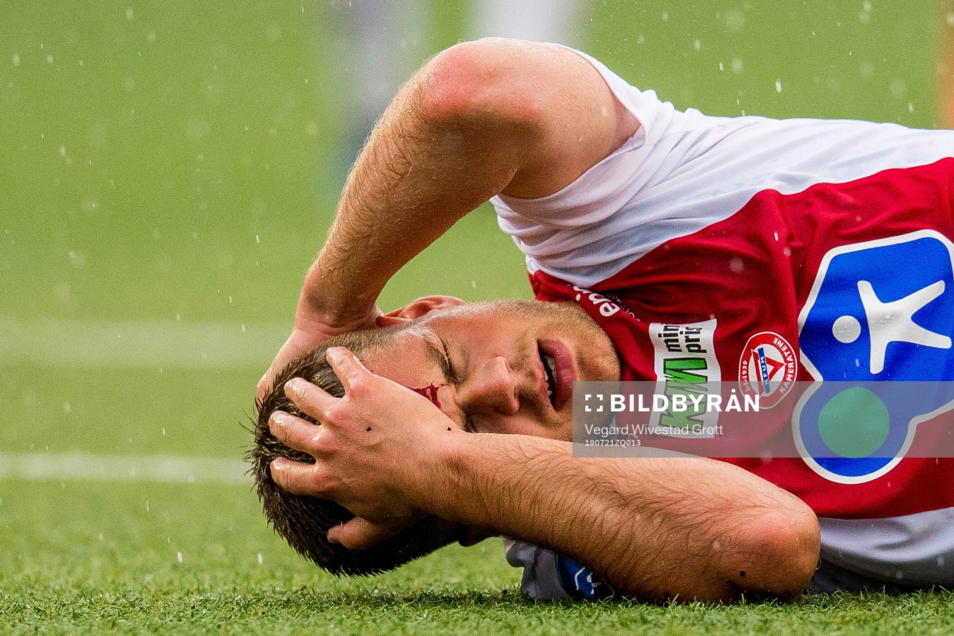 Tobias Collett of KFUM with a head injury