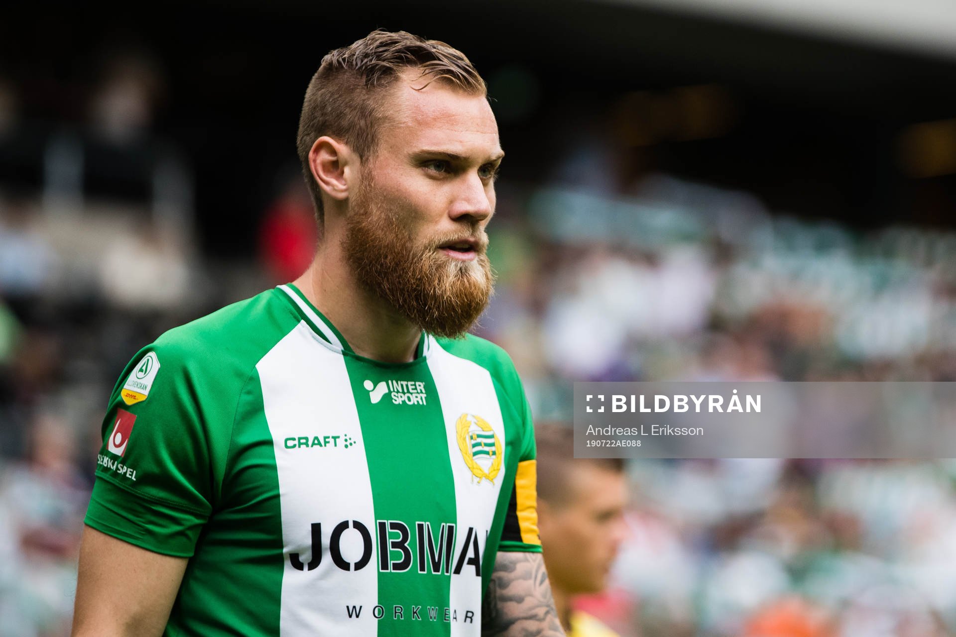Hammarbys David Fällman innan fotbollsmatchen i
