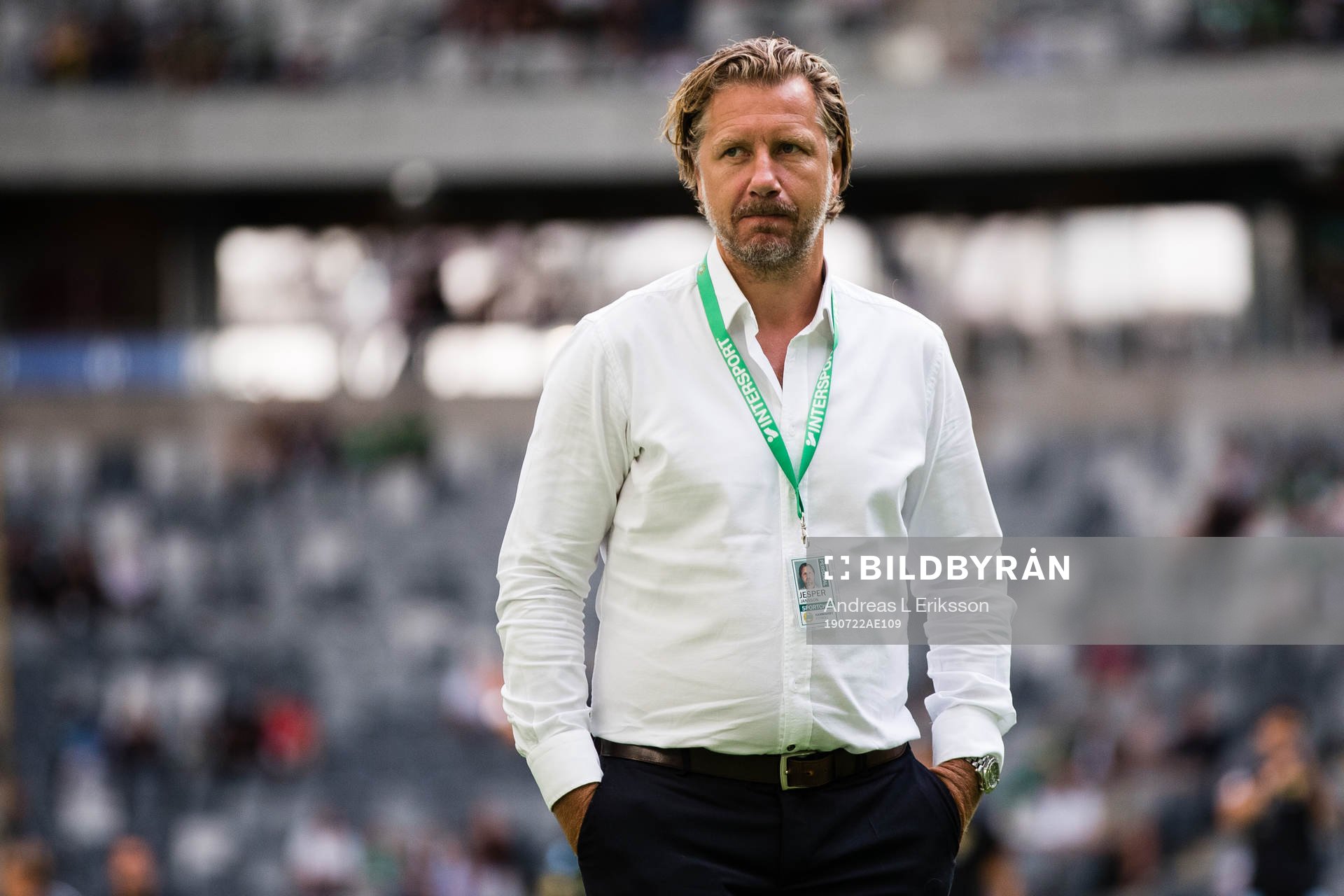 Hammarbys sportchef Jesper Jansson innan fotbollsmatchen i