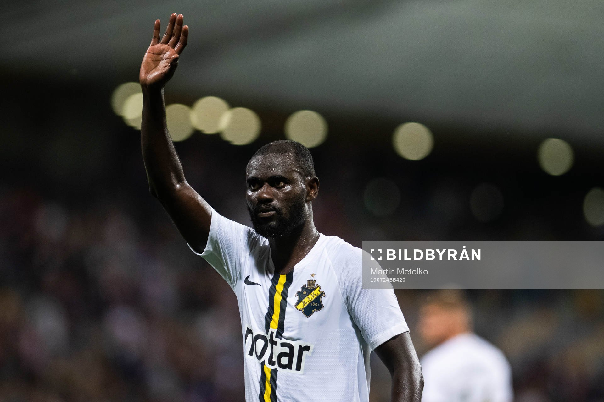 Enoch Kofi Adu of AIK recognizes the fans
