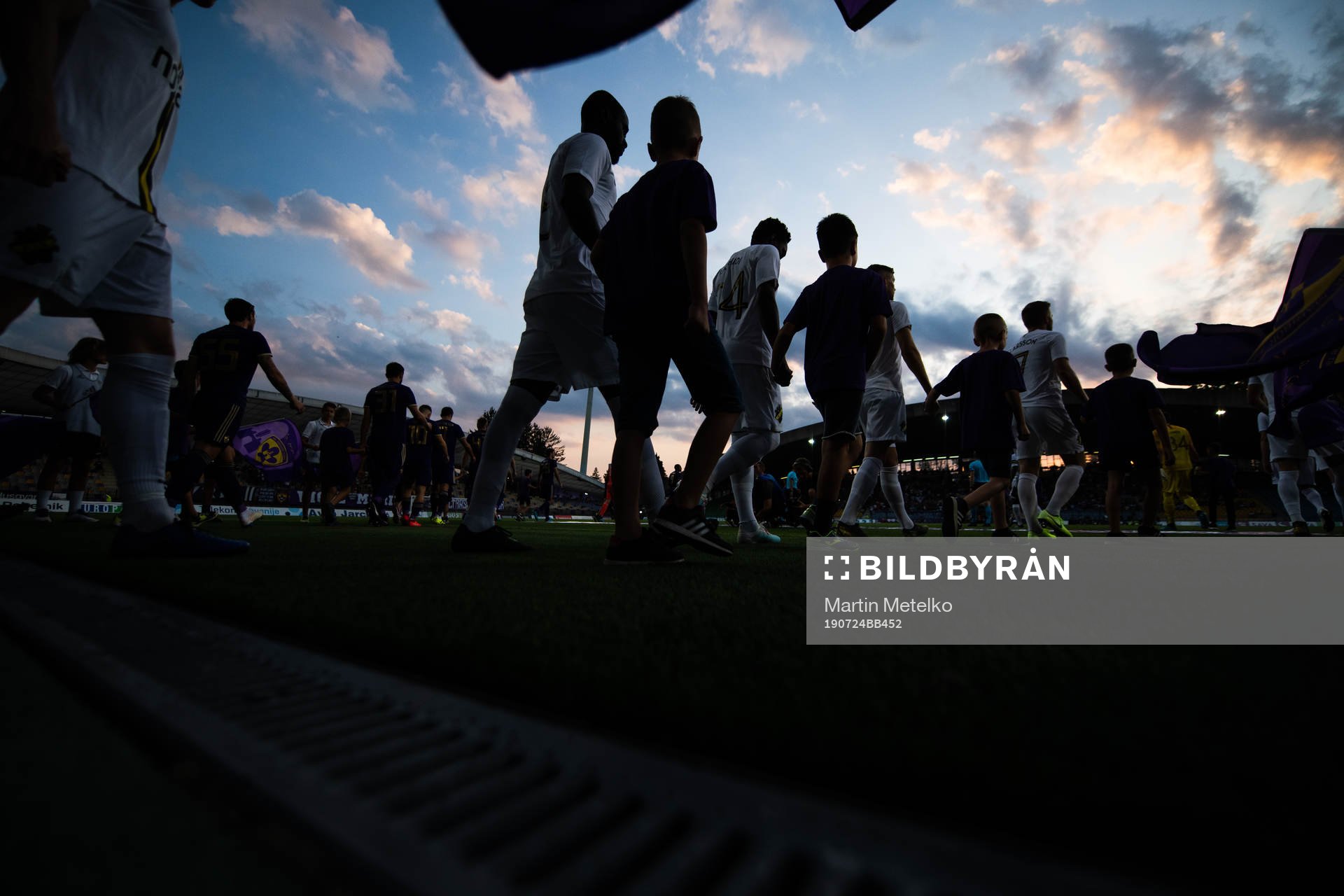 Players of AIK enter the pitch