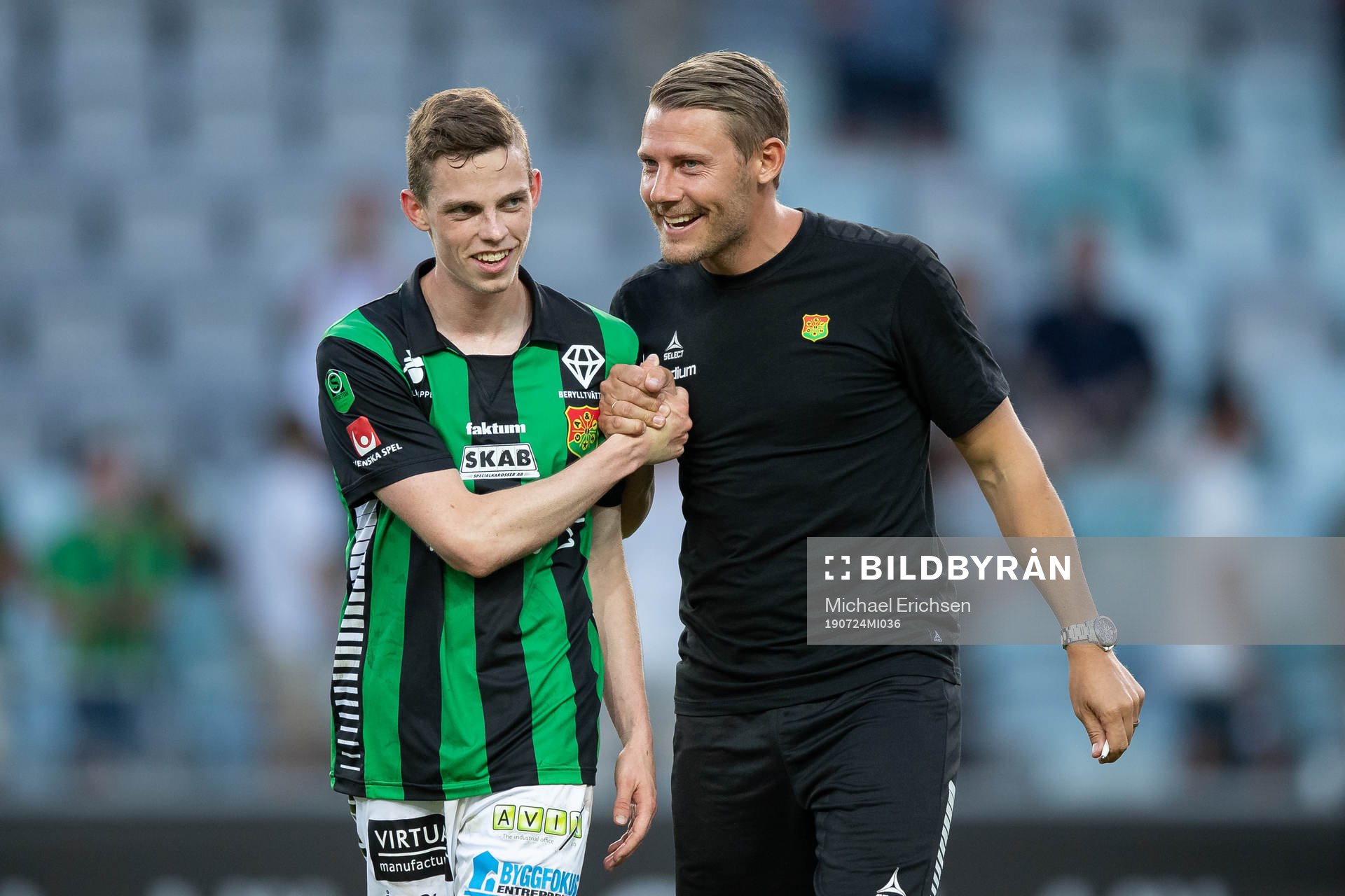 GAIS Aiden Connor Harvey och tränare Patrik Ingelsten