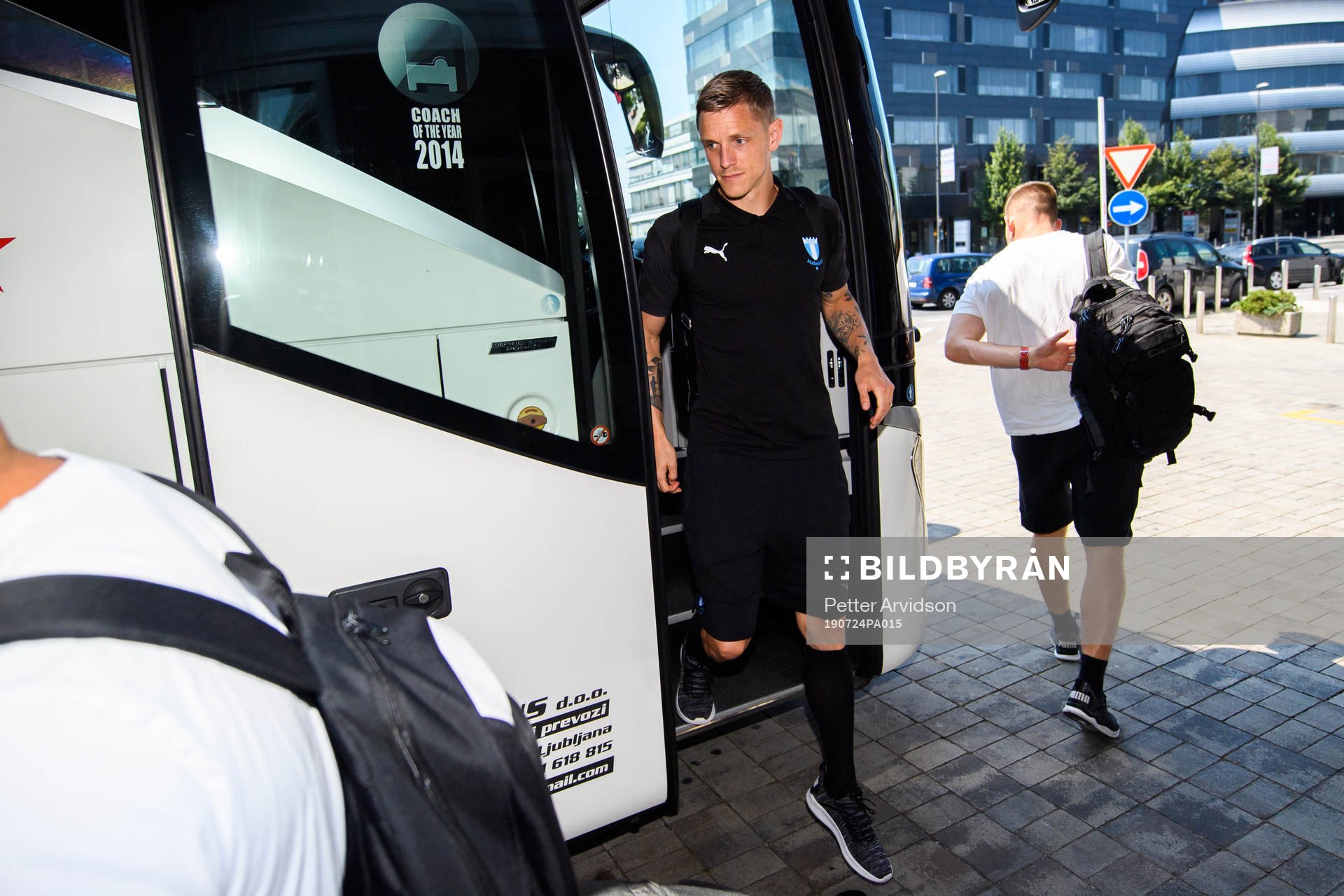 Sören Rieks of Malmö FF arrive at their hotel