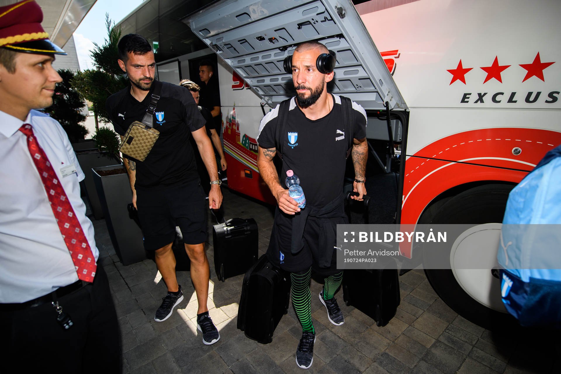 Guillermo Molins of Malmö FF arrive at their hotel