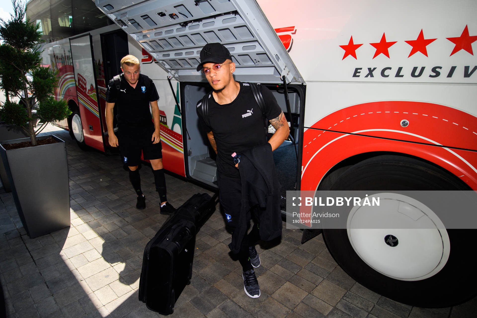 Romain Gall of Malmö FF arrive at their hotel
