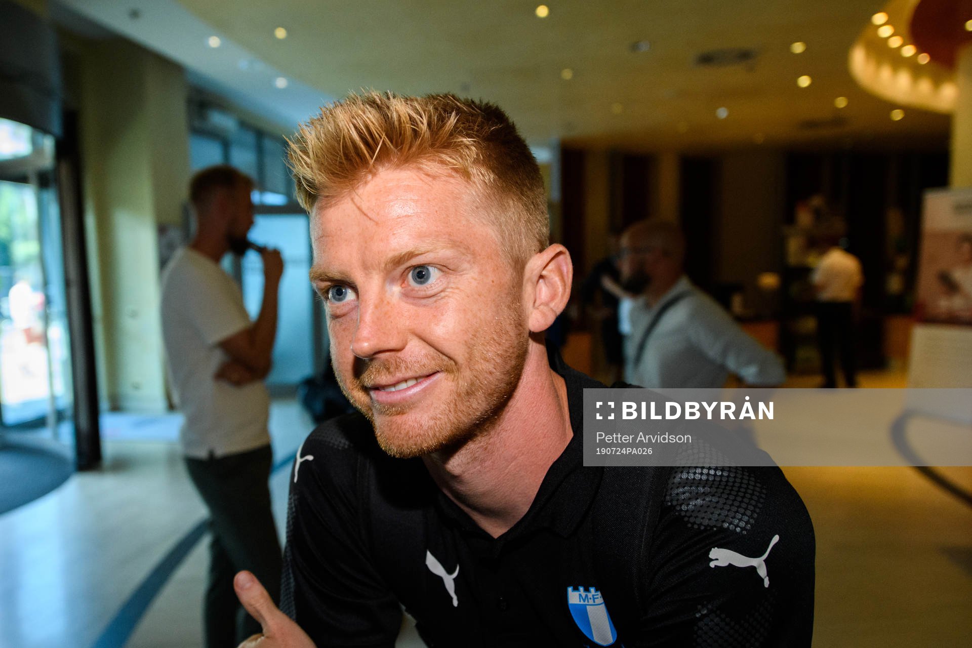 Anders Christiansen of Malmö FF arrive at their hotel