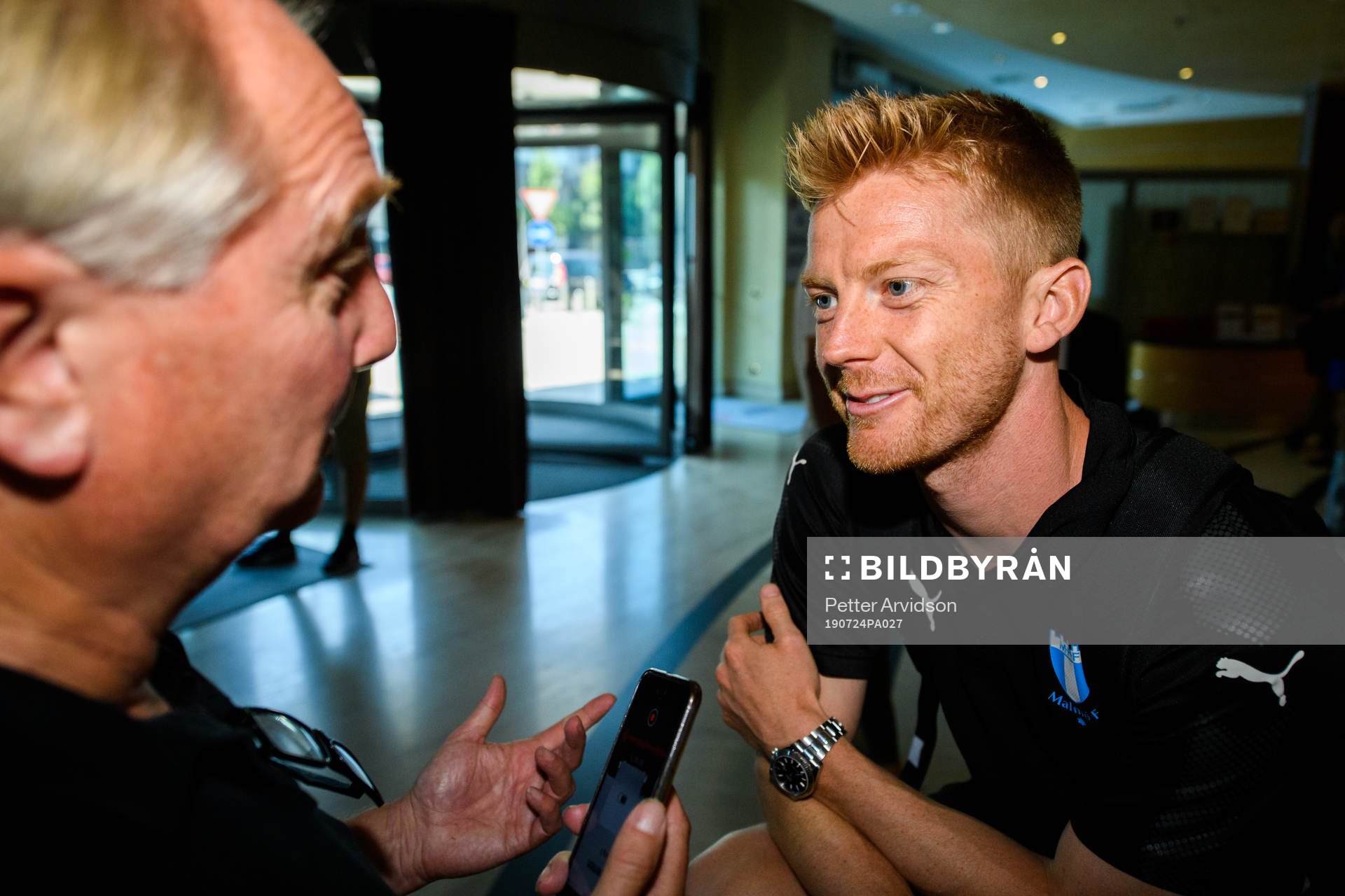 Anders Christiansen of Malmö FF arrive at their hotel