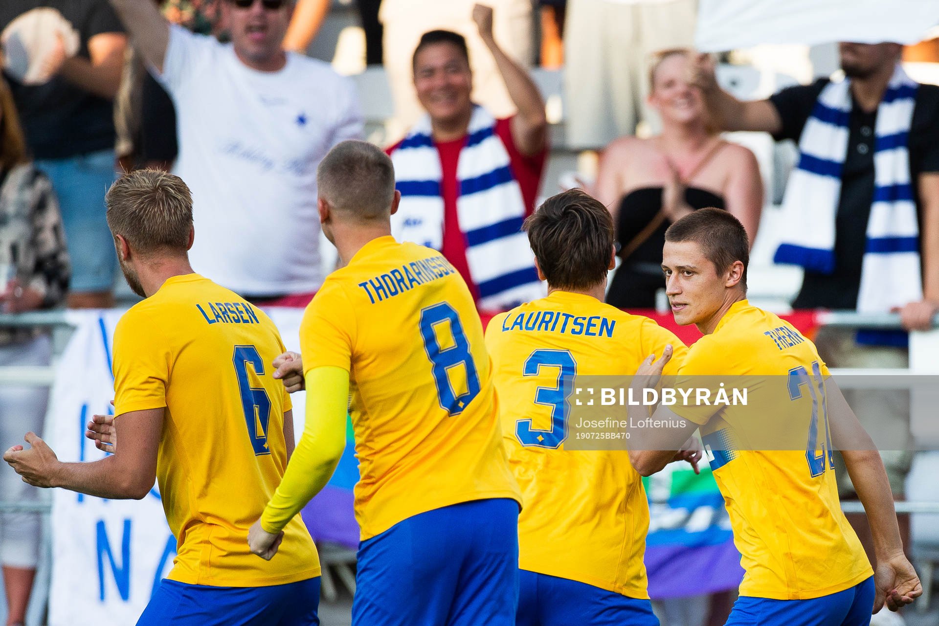 Simon Thern of IFK Norrköping celebrate with team mates