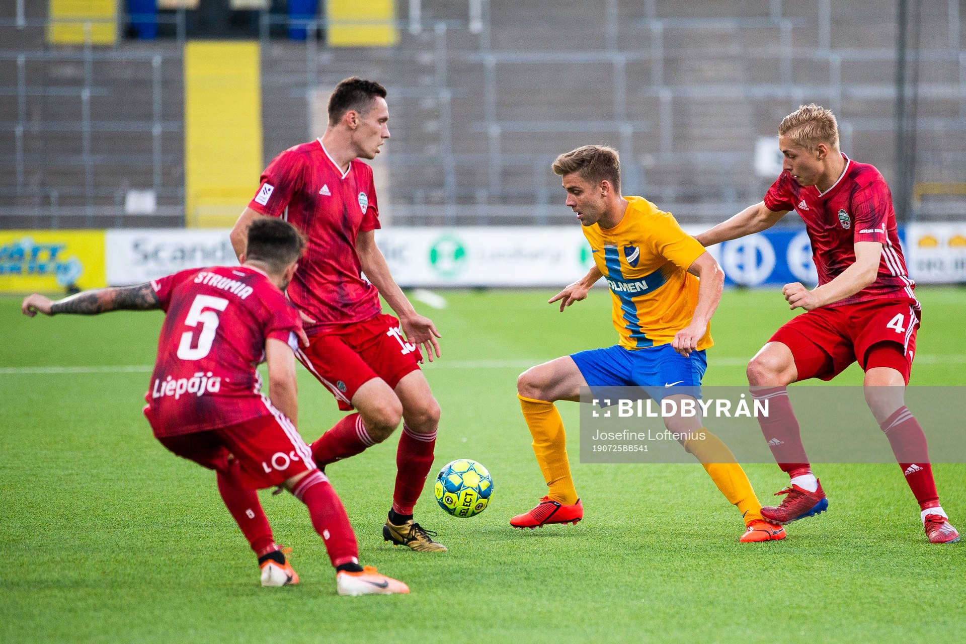 Kristers Tobers of Liepaja and Christoffer Nyman of IFK