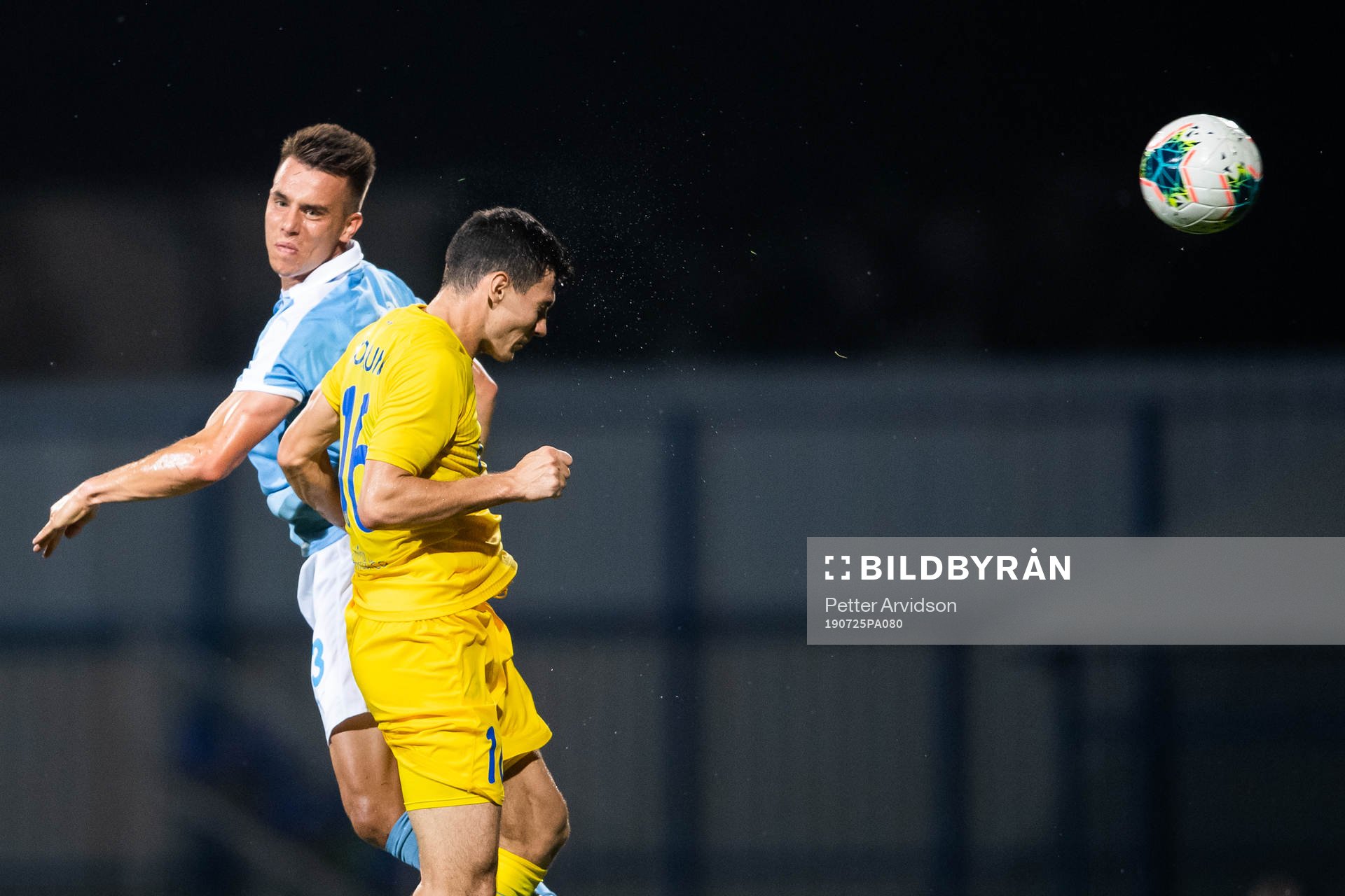 Jonas Knudsen of Malmö FF and Tonic Mujan of Domzale