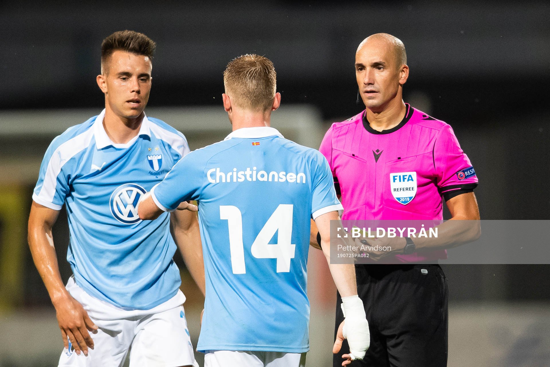 Jonas Knudsen and Anders Christiansen of Malmö FF next to
