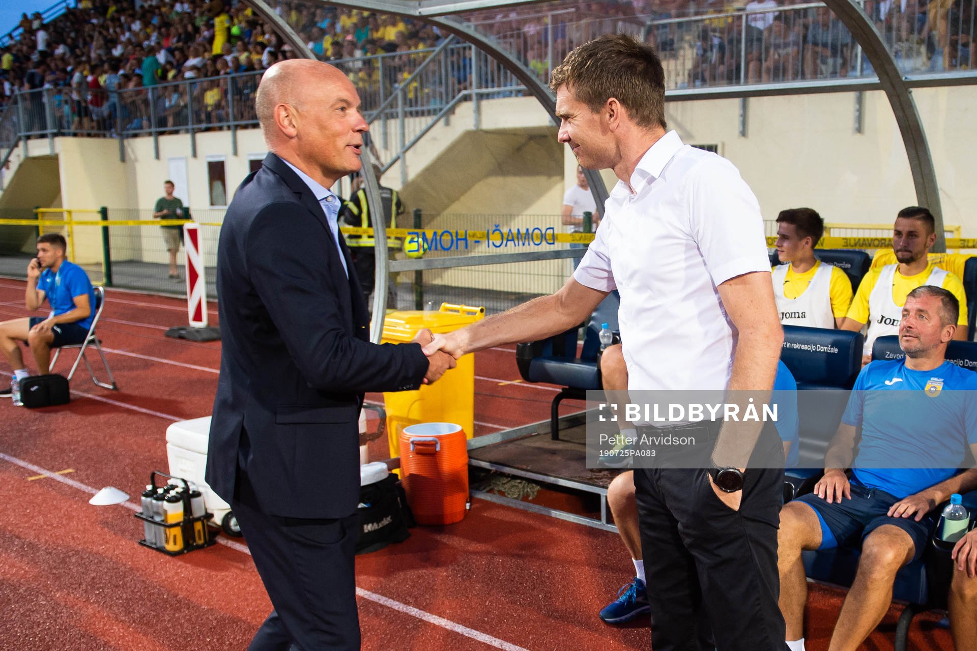 Uwe Rösler, head coach of Malmö FF and Simon Rozman, head