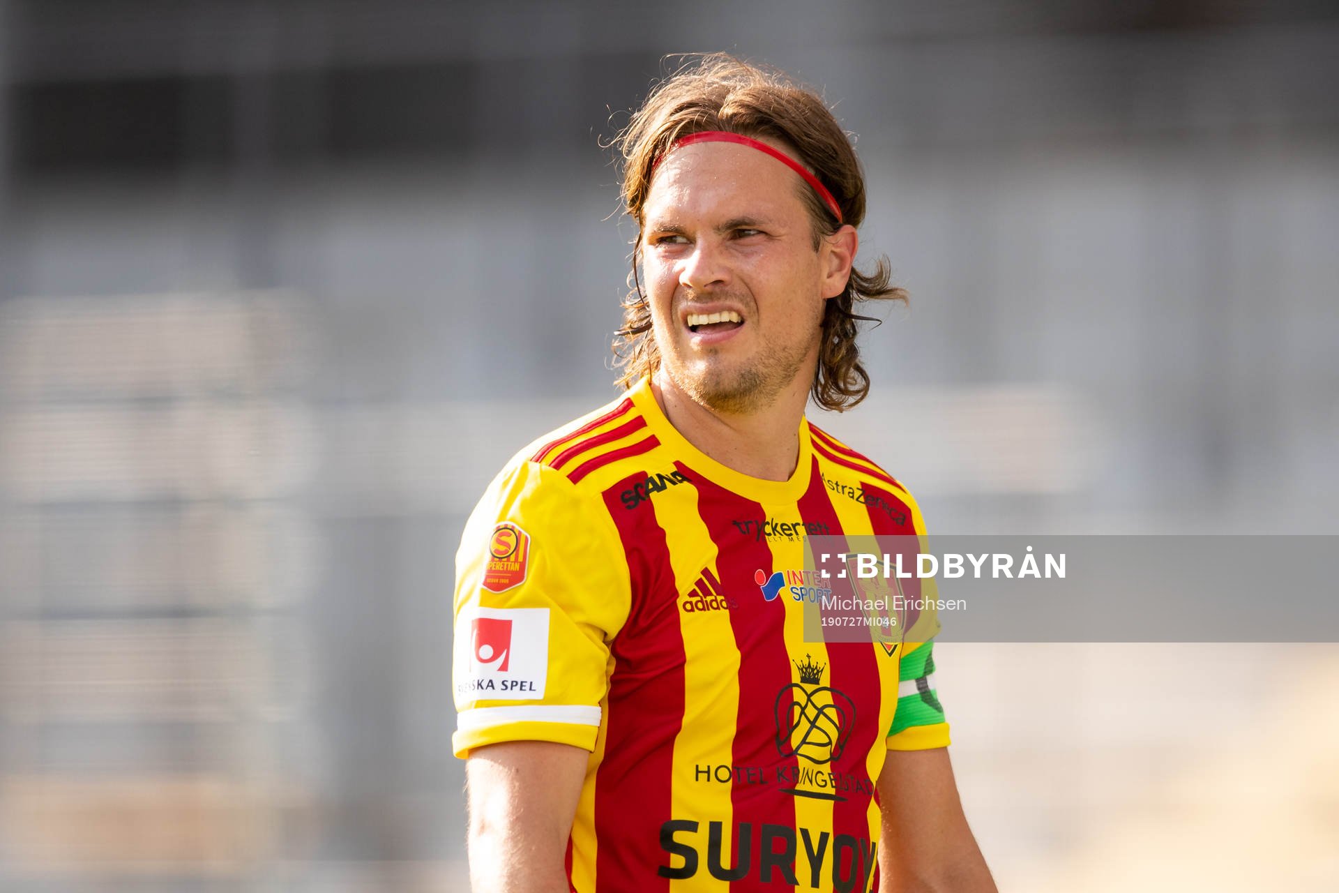 Syrianskas Sebastian Rajalakso under fotbollsmatchen i Superettan mellan GAIS och Syrianska den 27 juli 2019 i Göteborg.