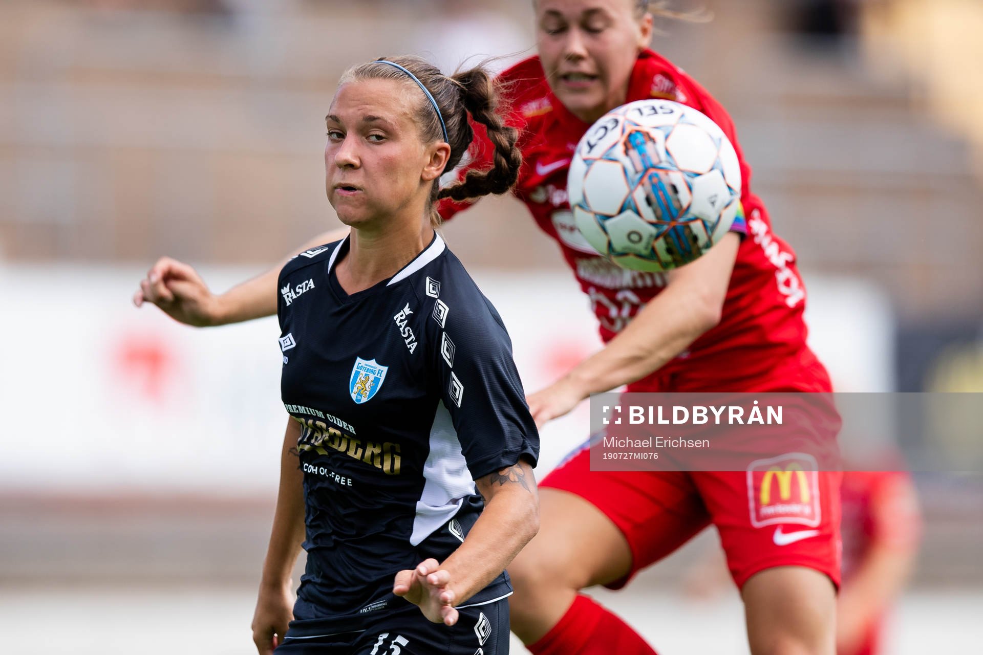Göteborgs Julia Zigiotti Olme under fotbollsmatchen i Damallsvenskan mellan Kopparbergs/Göteborg och Örebro den 27 juli 2019 i Göteborg.