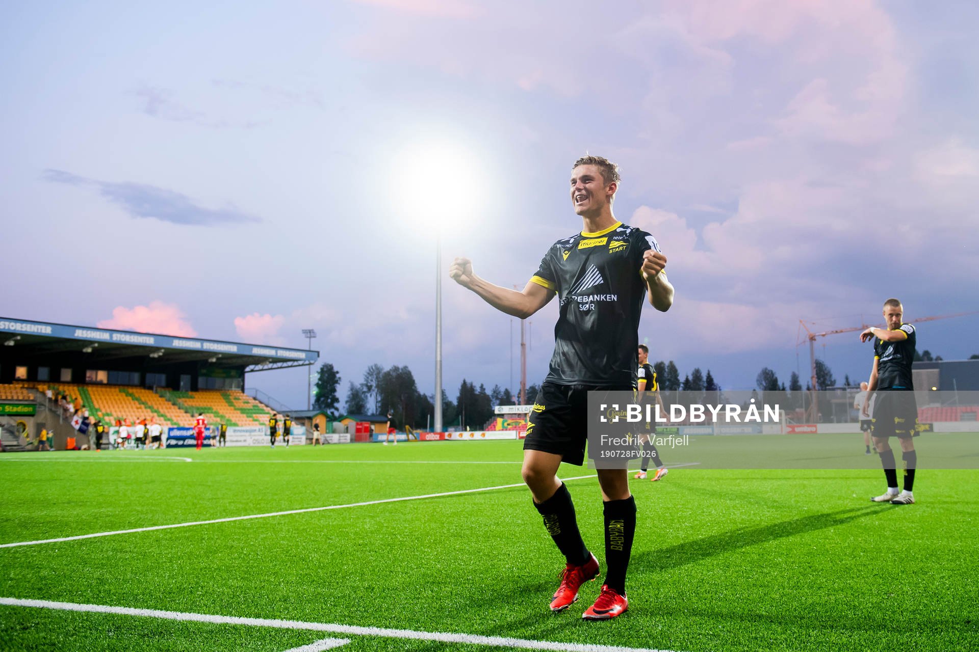Mathias Idsøe Bringaker of Start celebrates