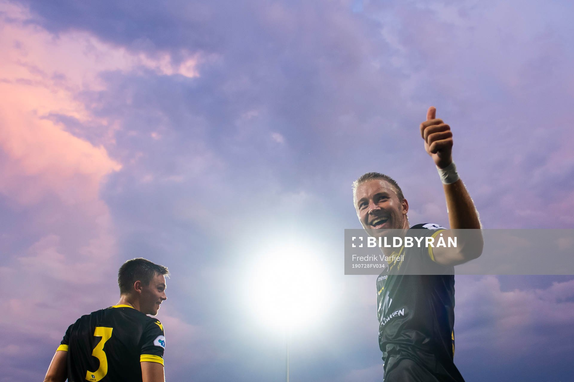 Espen Hammer Berger and Henrik Robstad of Start celebrate