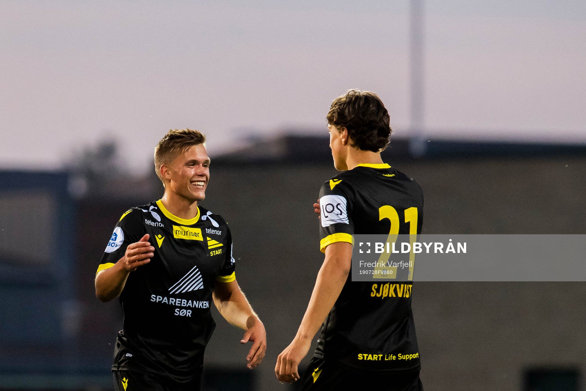 Eirik Wichne and Sander Sjøkvist of Start celebrate