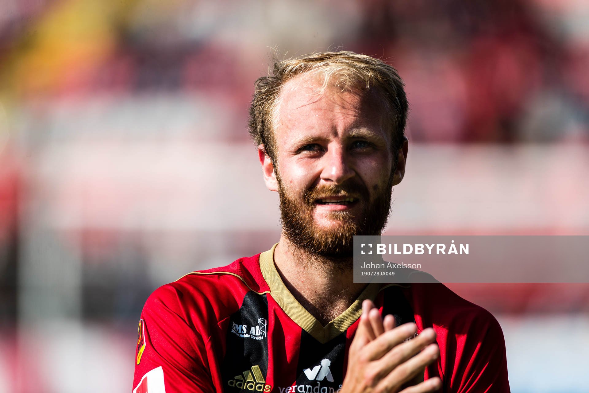Östersunds Curtis Edwards efter fotbollsmatchen i Allsvenskan mellan Östersund och Malmö FF den 28 Juli 2019 i Östersund.
