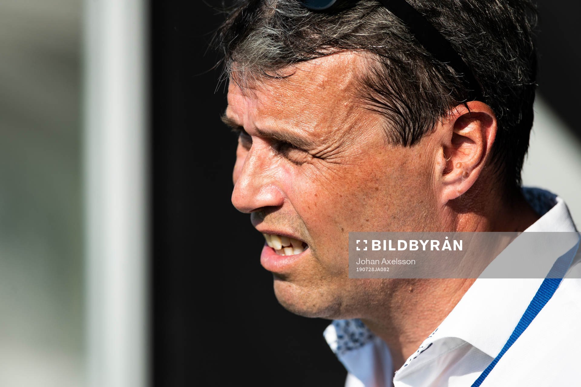 Östersunds tidigare ordförande Daniel Kindberg under fotbollsmatchen i Allsvenskan mellan Östersund och Malmö FF den 28 Juli 2019 i Östersund.