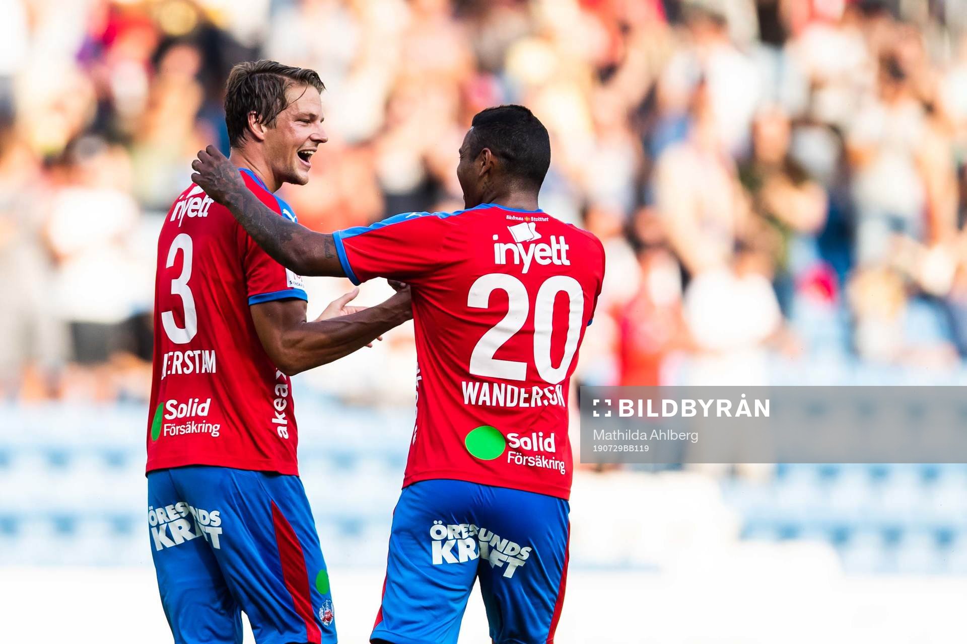 Helsingborgs Fredrik Liverstam jublar med Wanderson Do Carmo