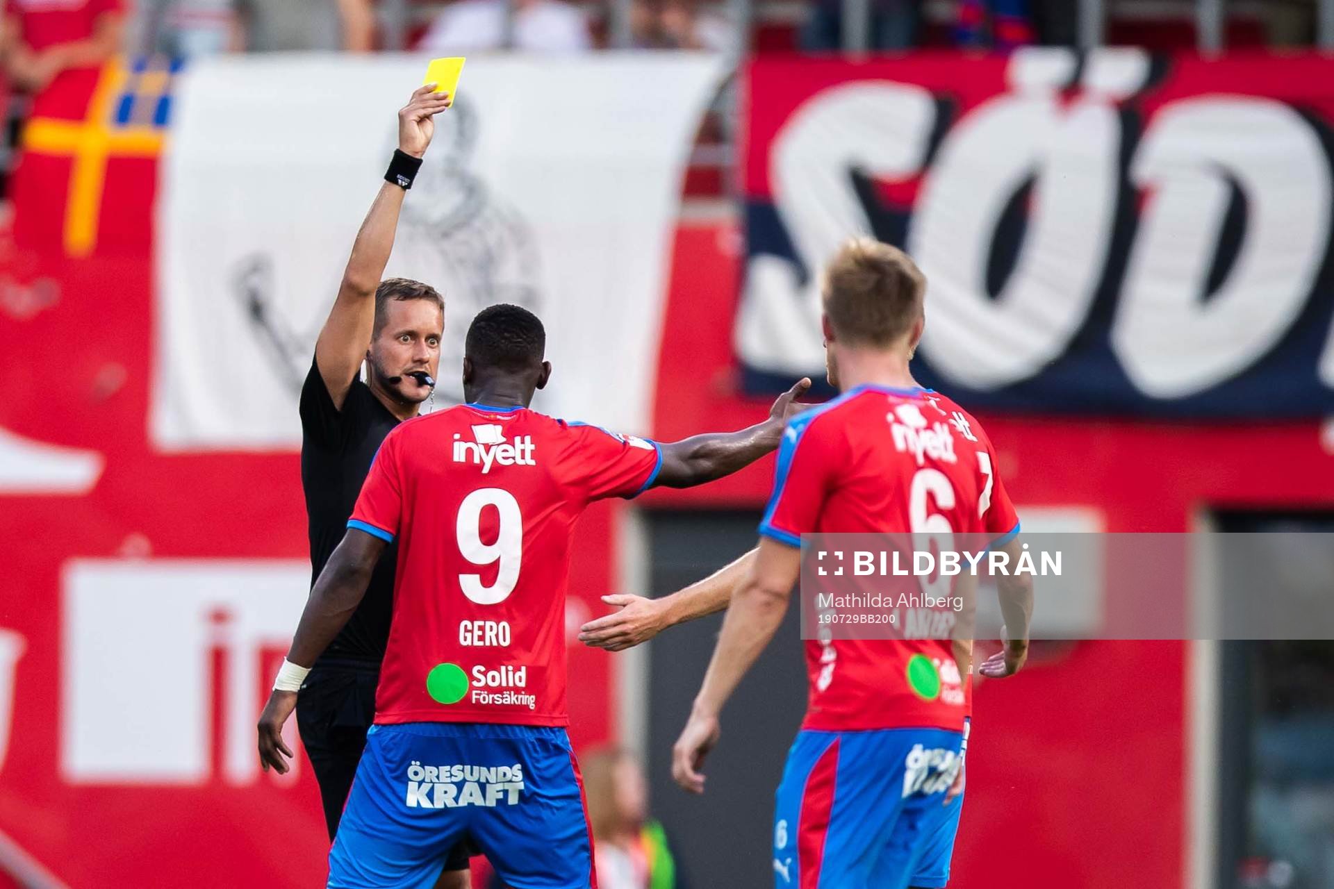 Helsingborgs Alhaji Gero tilldelas en varning av domare