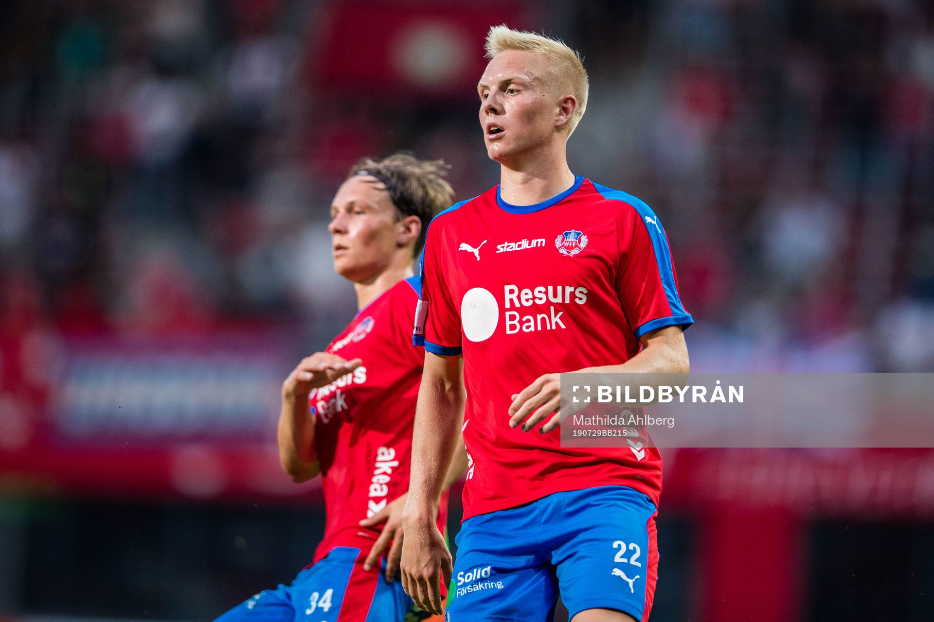  Helsingborgs Daniel Hafsteinsson under fotbollsmatchen i Allsvenskan mellan Helsingborg och Örebro den 29 juli 2019 i Helsingborg . 