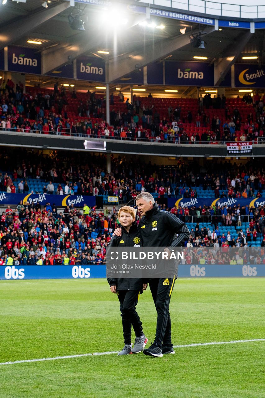 Elijah Solskjær and Ole Gunnar Solskjær, manager of