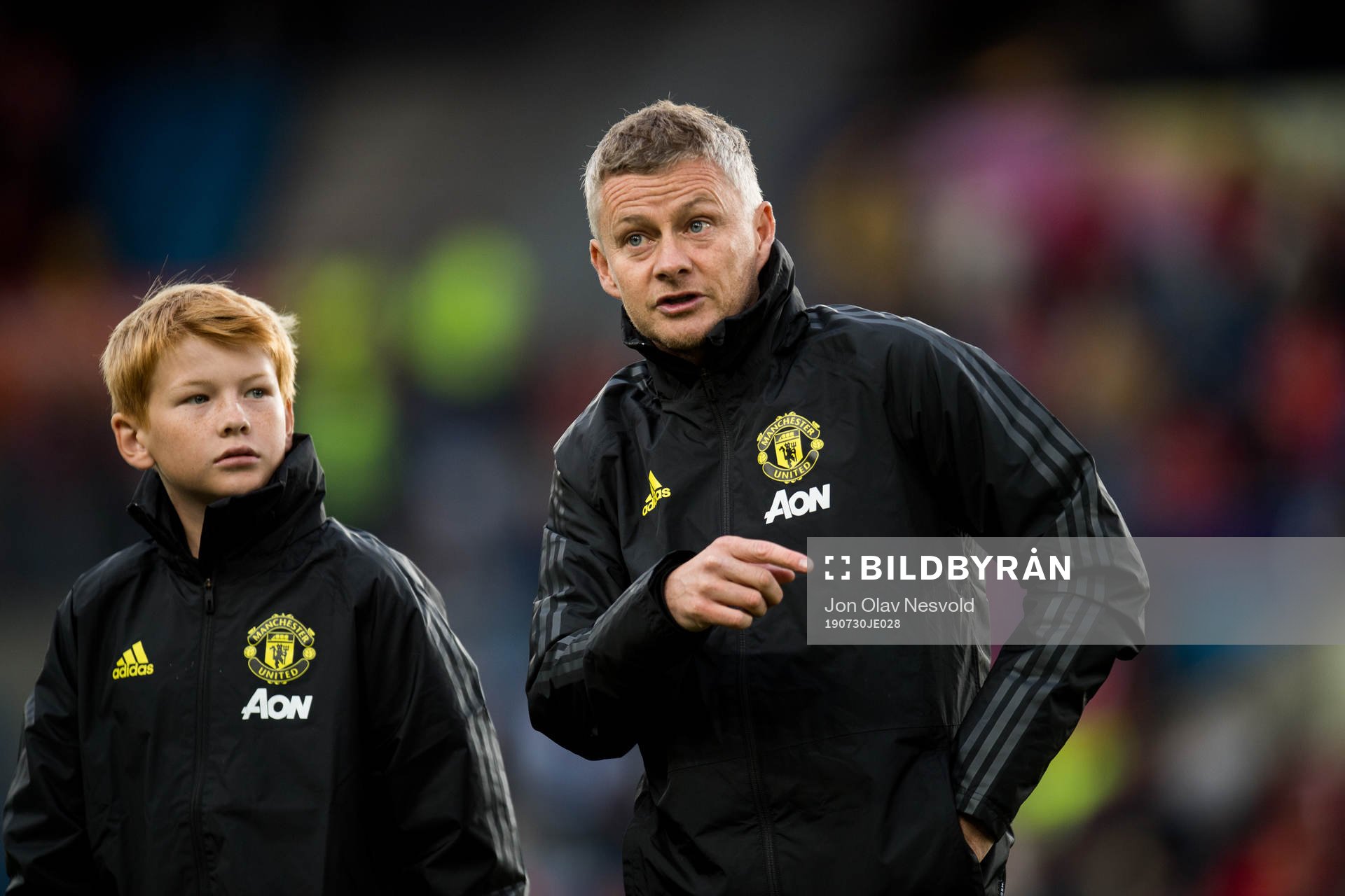 Elijah Solskjær and Ole Gunnar Solskjær, manager of
