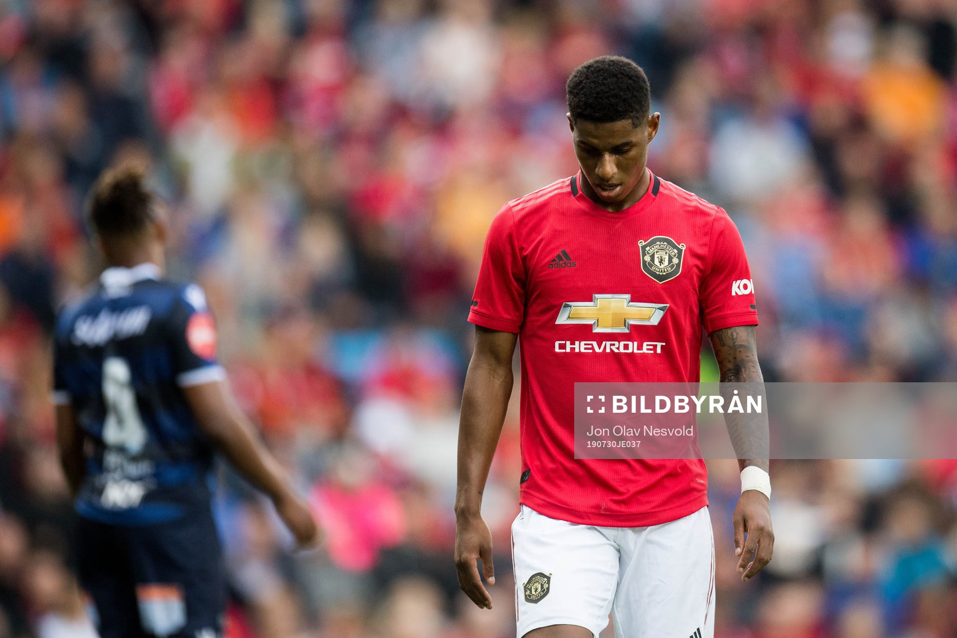 Marcus Rashford of Manchester United looks dejected