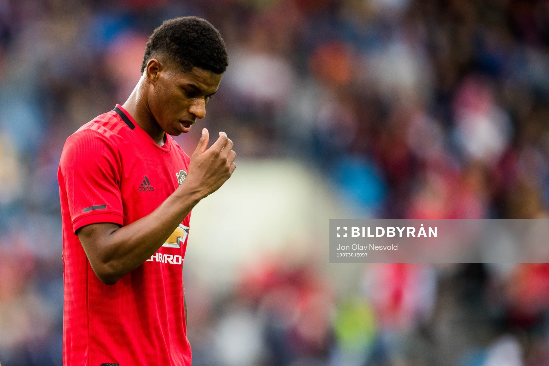 Marcus Rashford of Manchester United looks dejected